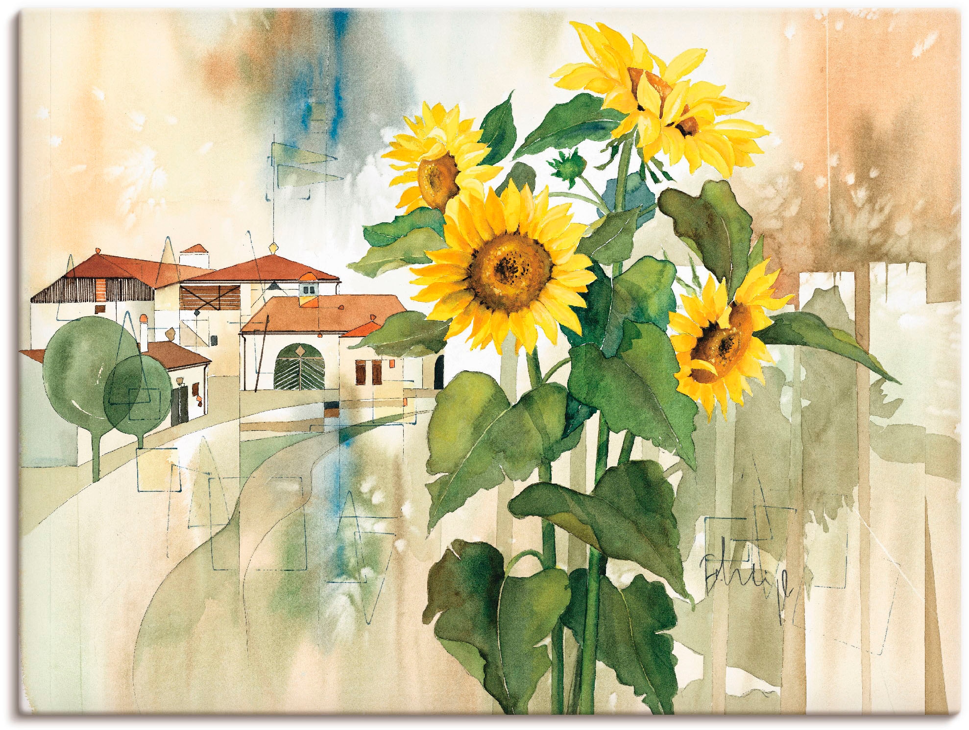 Image of Artland Leinwandbild "Gruss der Sonnenblume" Blumen 1 Stk. tlg. auf Holzrahmen gespannt