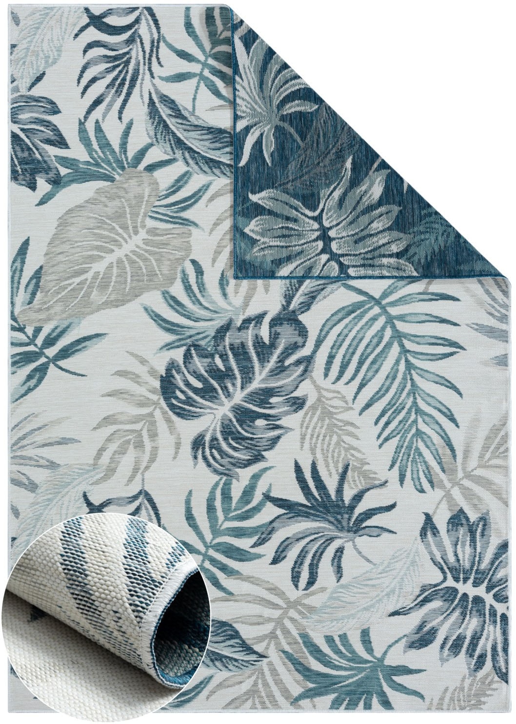Myflair Möbel & Accessoires Teppich »Reef, LAGERRÄUMUNG!«, rechteckig, 6 mm Höhe, Wendeteppich, Blätter Motiv, Outdoor geeignet, Balkon, Terrasse