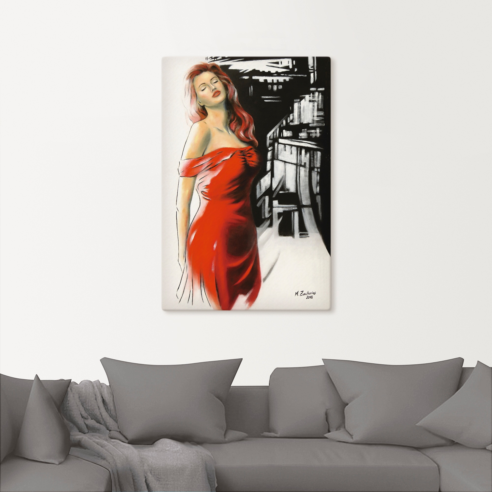 Artland Wandbild »Schönheit im roten Kleid«, Frau, (1 St.), als Alubild, Outdoorbild, Leinwandbild, Poster, Wandaufkleber