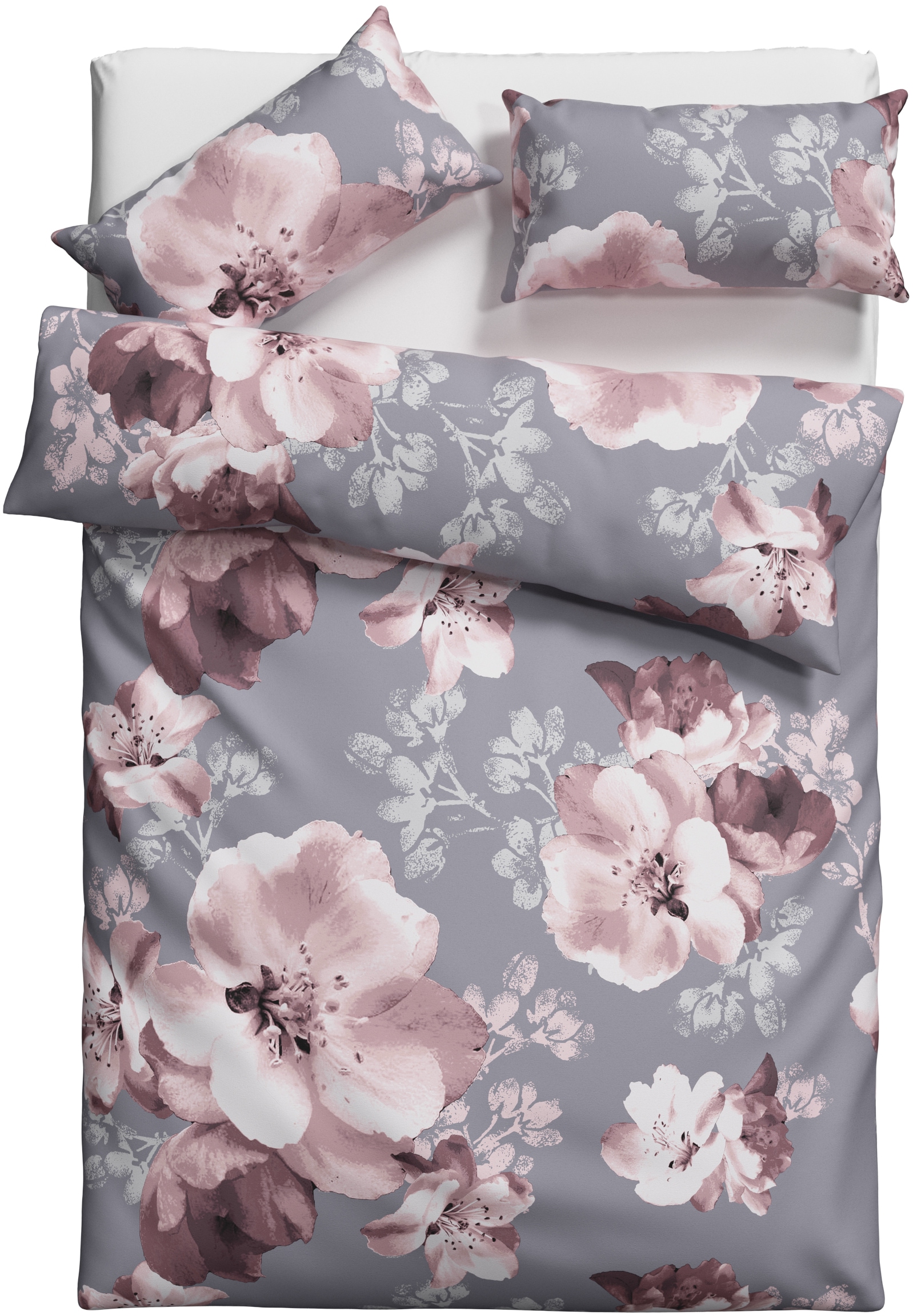 Home affaire Linge de lit »MELINA« 2 cuis tlg. florale Bettwäsche mit Reissverschluss, ab Gr. 135x200 cm