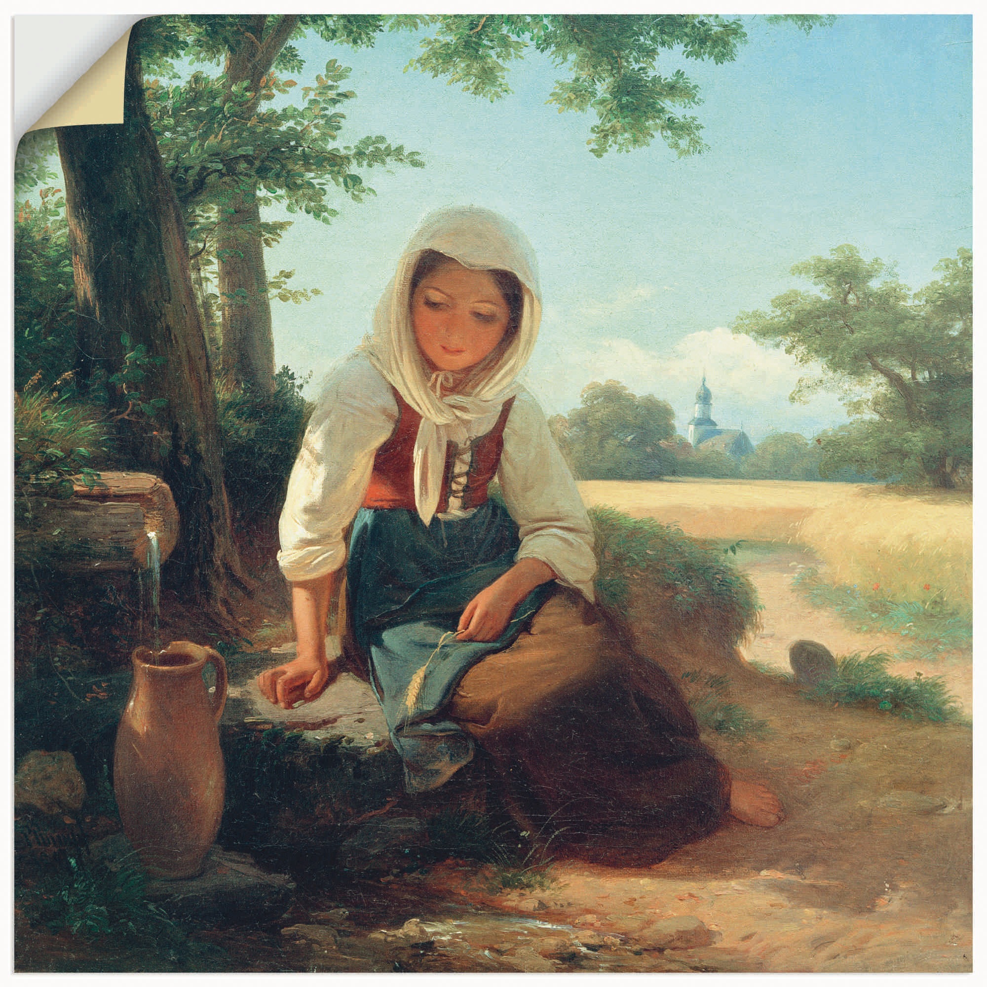 Image of Artland Wandbild »Mädchen am Brunnen II«, Bilder von Frauen, (1 St.), in vielen Grössen & Produktarten - Alubild / Outdoorbild für den Aussenbereich, Leinwandbild, Poster, Wandaufkleber / Wandtattoo auch für Badezimmer geeignet bei Ackermann Versand Schwe