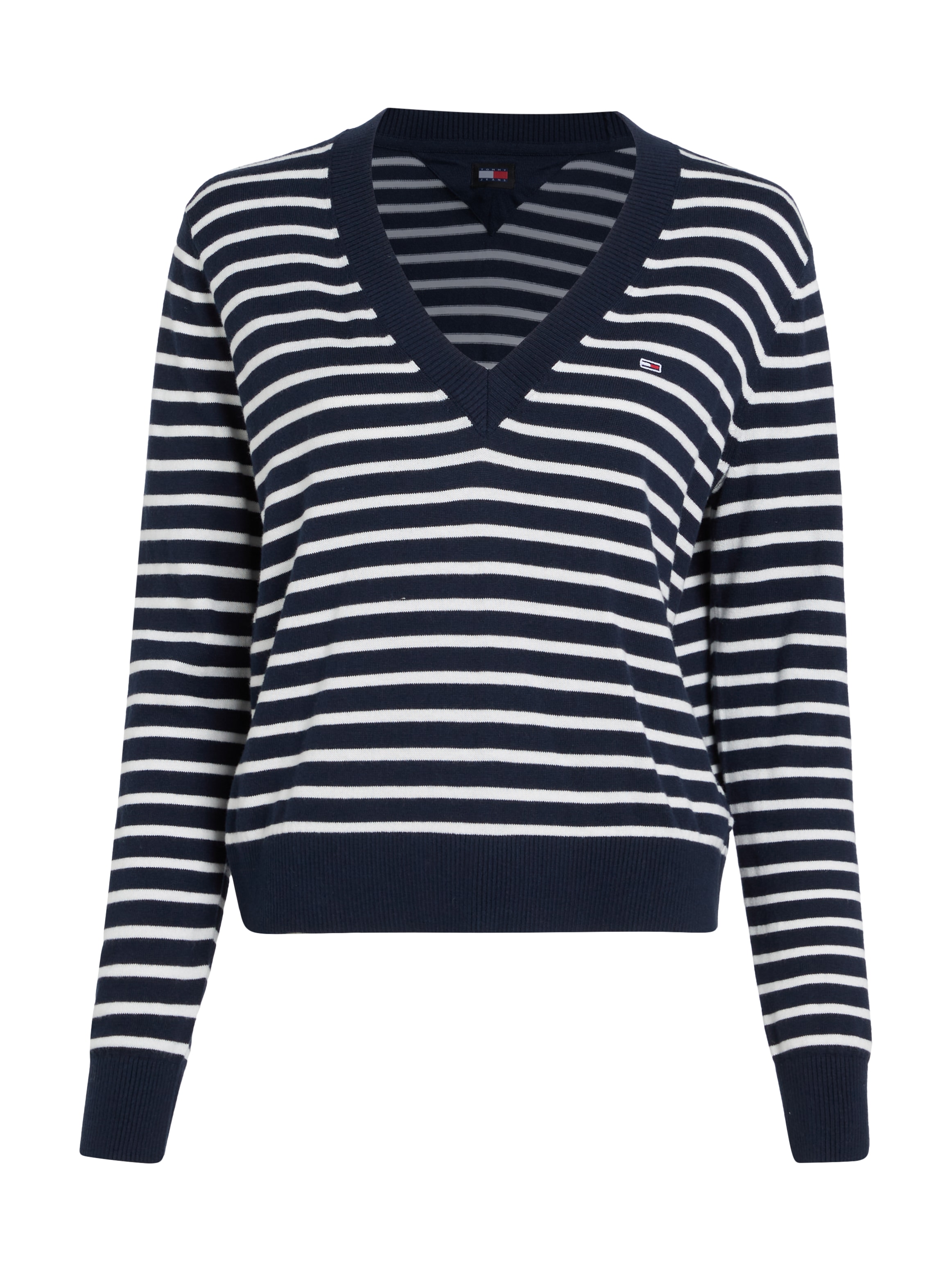 Tommy Jeans Curve V-Ausschnitt-Pullover »TJW ESSENTIAL VNECK SWEATER EXT«, in Grossen Grössen, V-Ausschnitt, mit Viskose