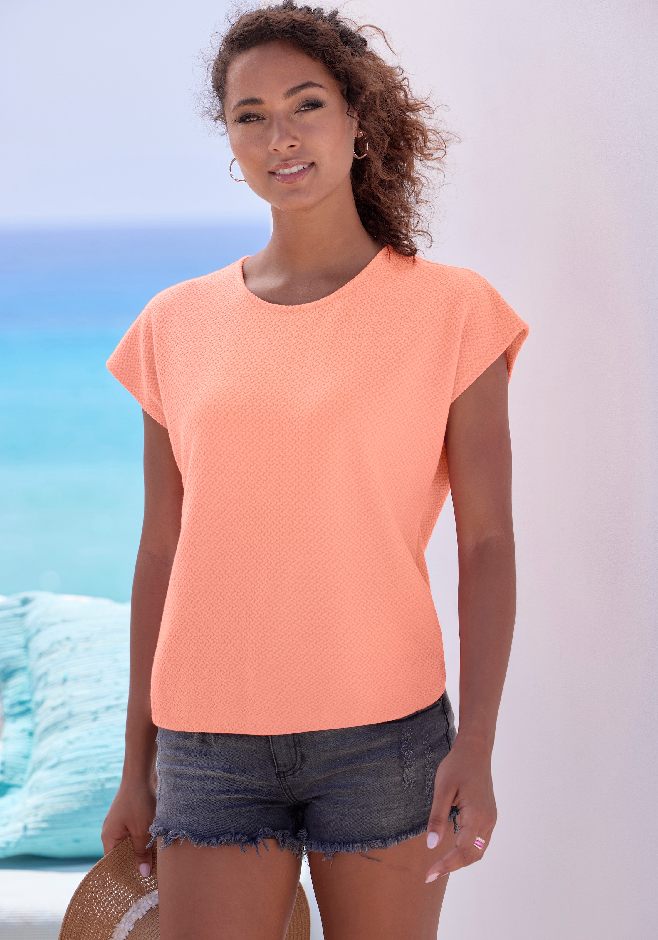 Vivance Kurzarmshirt »aus bügelfreier Strukturqualität«, mit Viskose