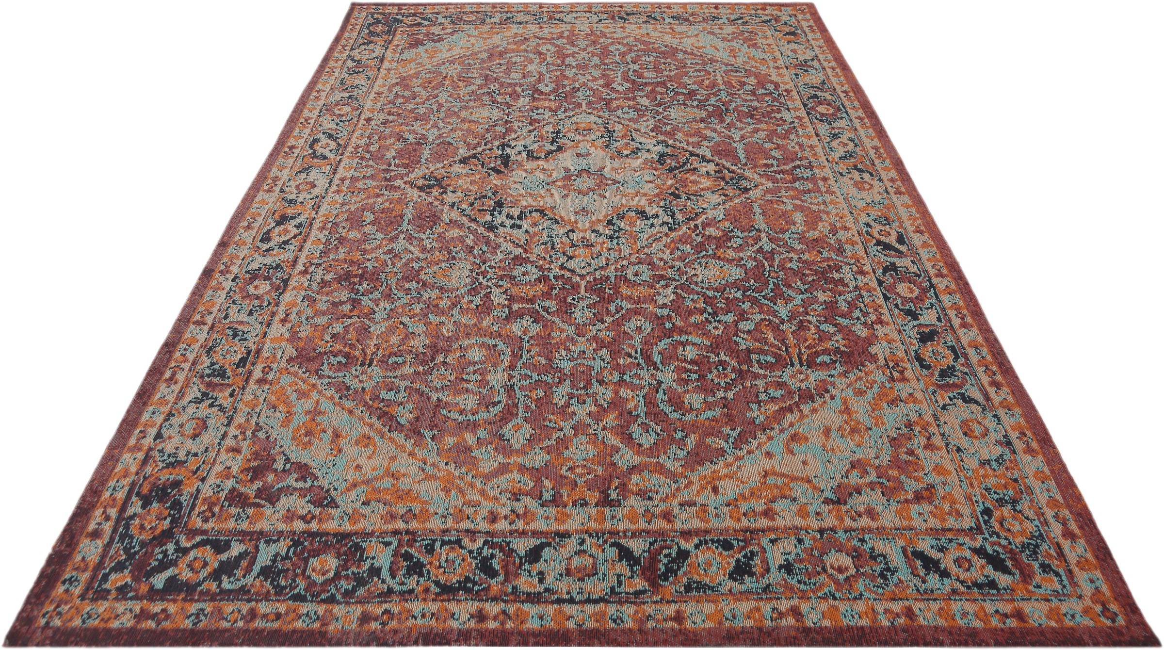 Image of DELAVITA Teppich »Kyra«, rechteckig, 10 mm Höhe, Orient-Optik, Vintage, Kurzflor, mit Bordüre, idealer Teppich für Wohnzimmer, Esszimmer, Schlafzimmer bei Ackermann Versand Schweiz