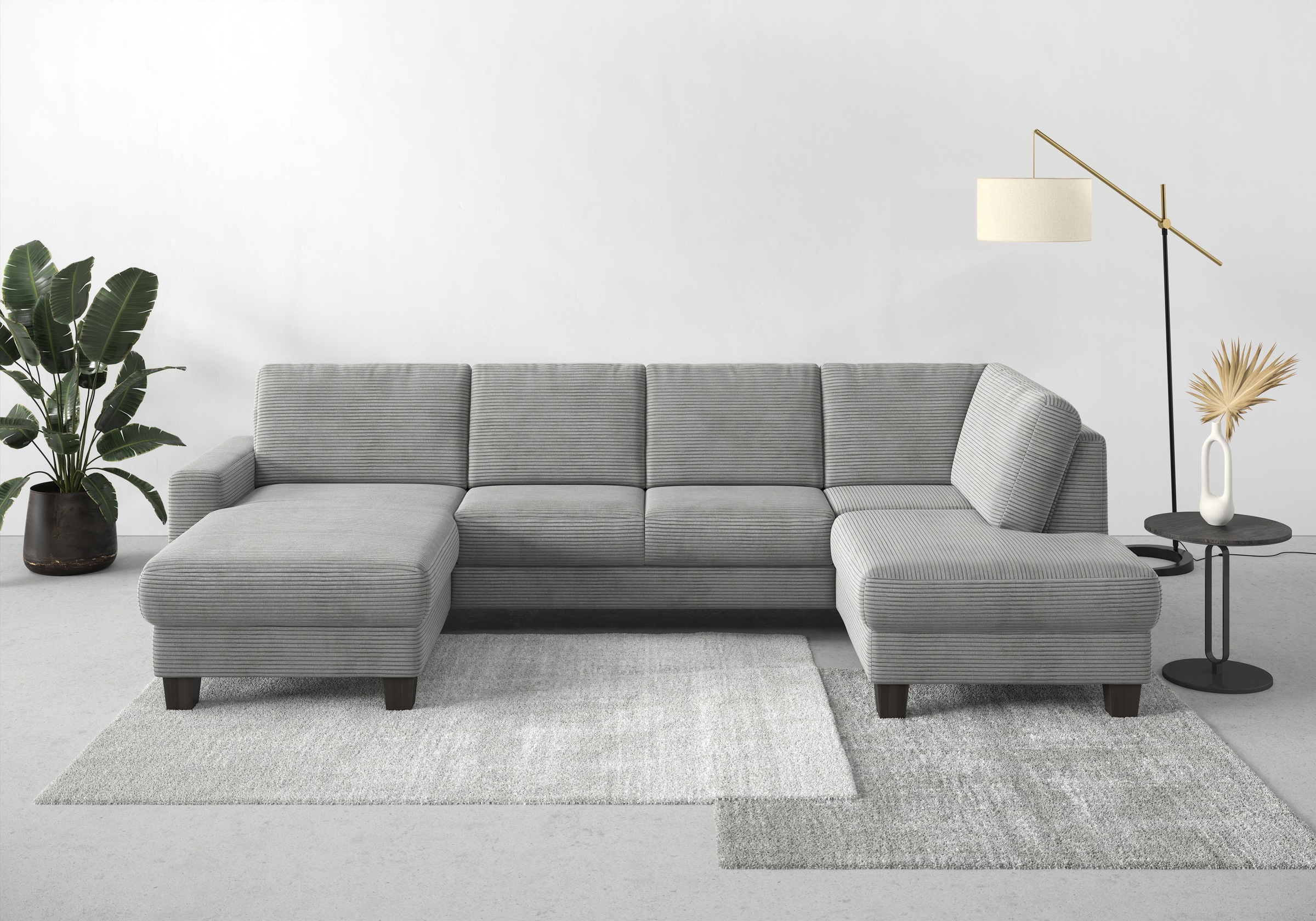 Home affaire Wohnlandschaft »Summer U-Form«, mit oder ohne Bettfunktion und Bettkasten, wengefarbene Holzfüsse