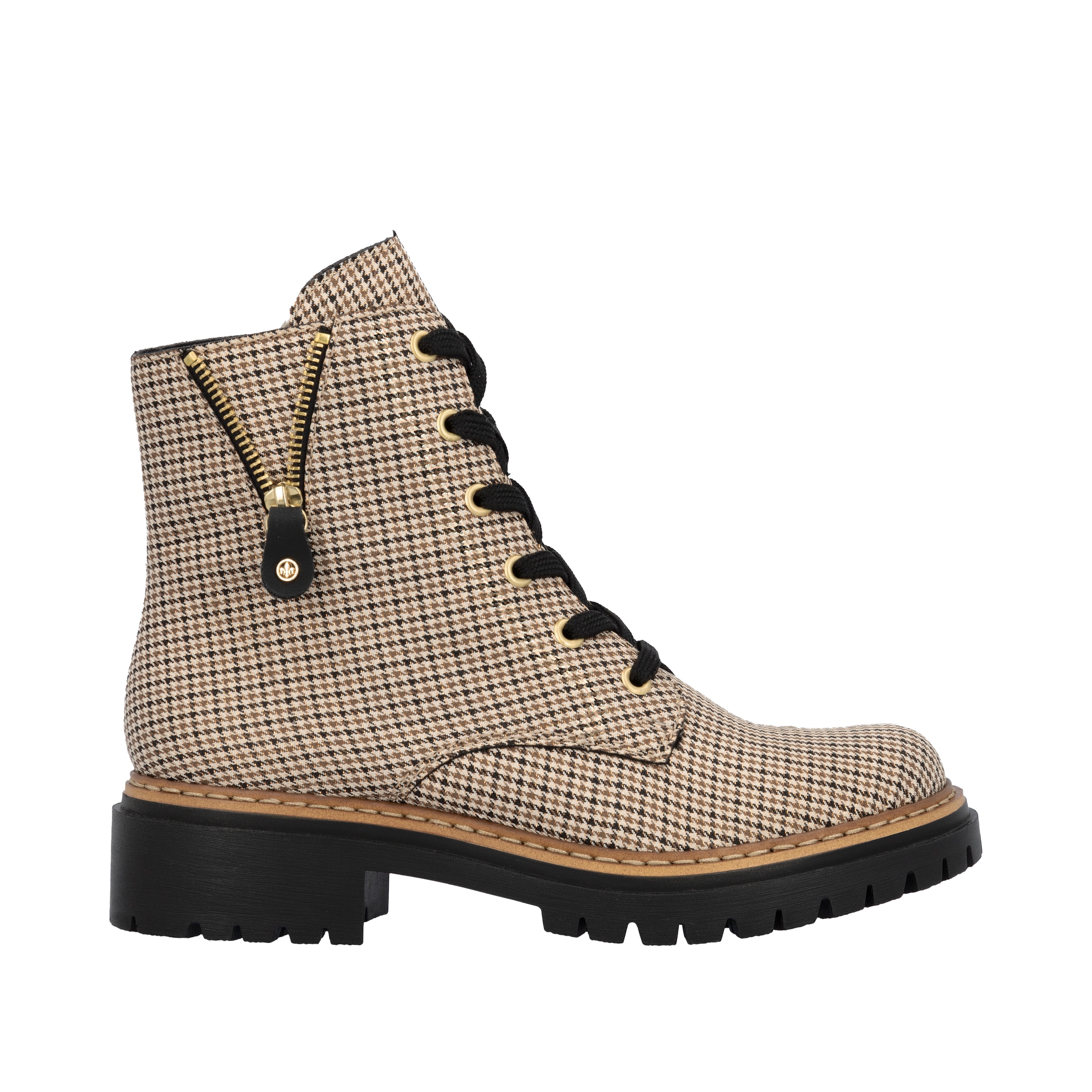 Rieker Bottes à lacets  Schnürboots, Herbstboots, Profilsohle, Blockabsatz, im Pepita-Look