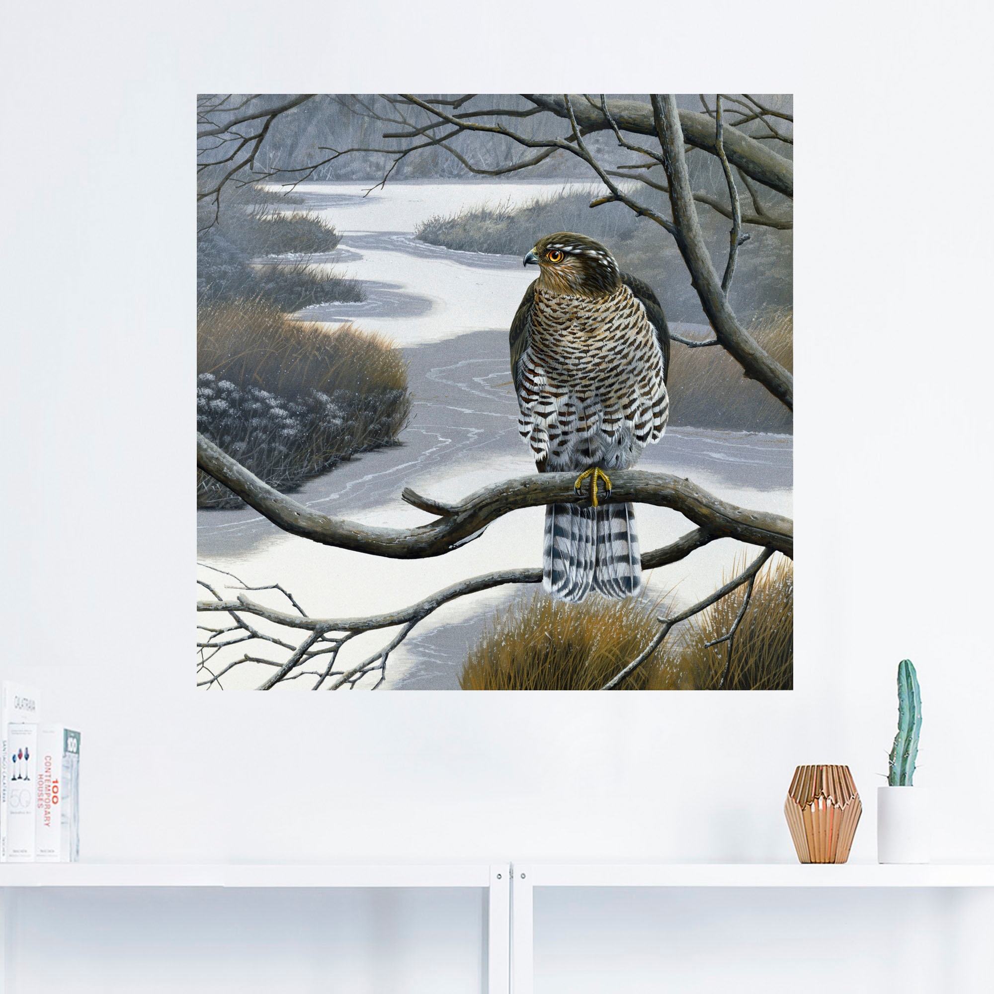 (1 Poster maintenant Artland Wandaufkleber »Falke Baum«, im St.), Vögel, Grössen in als versch. Leinwandbild, oder Wandbild