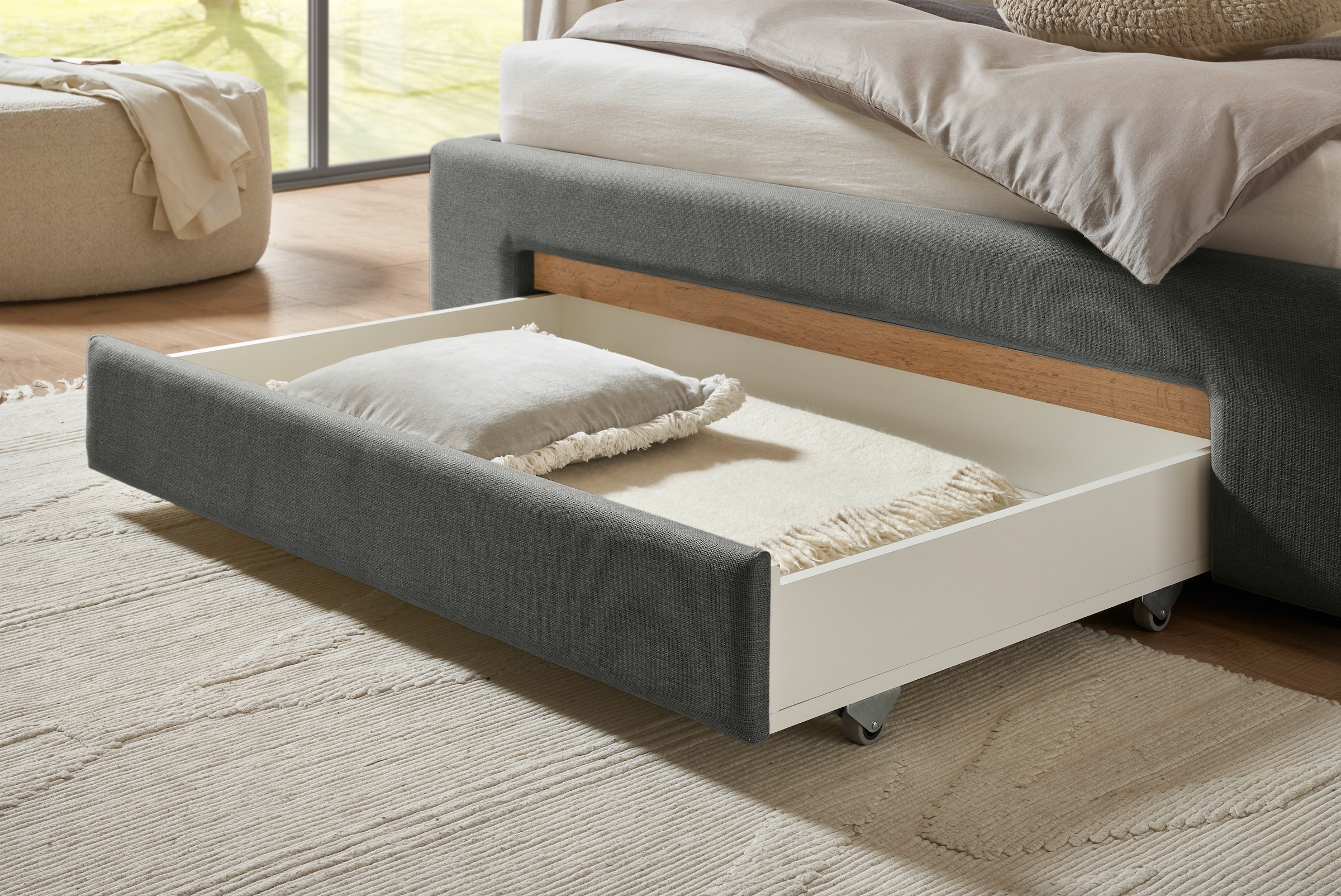 INOSIGN Lit rembourré »CiTY/GiRON,, gepolstertes Stauraumbett, mit LED Beleuchtung« Bettkasten mit Hundebett oder als Stauraum, klappbare Kopfteile