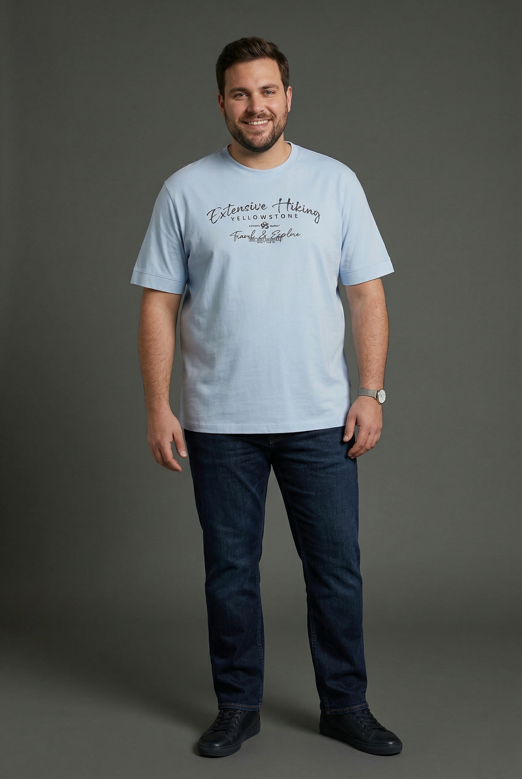 Man's World Plus Shirt à col rond »auch in Grosse Grössen bis Gr. 7XL Ärmel-Fit« 2er- Pack,  Regular Fit, Kurzarm, mit Rundhalsausschnitt, bedruckt