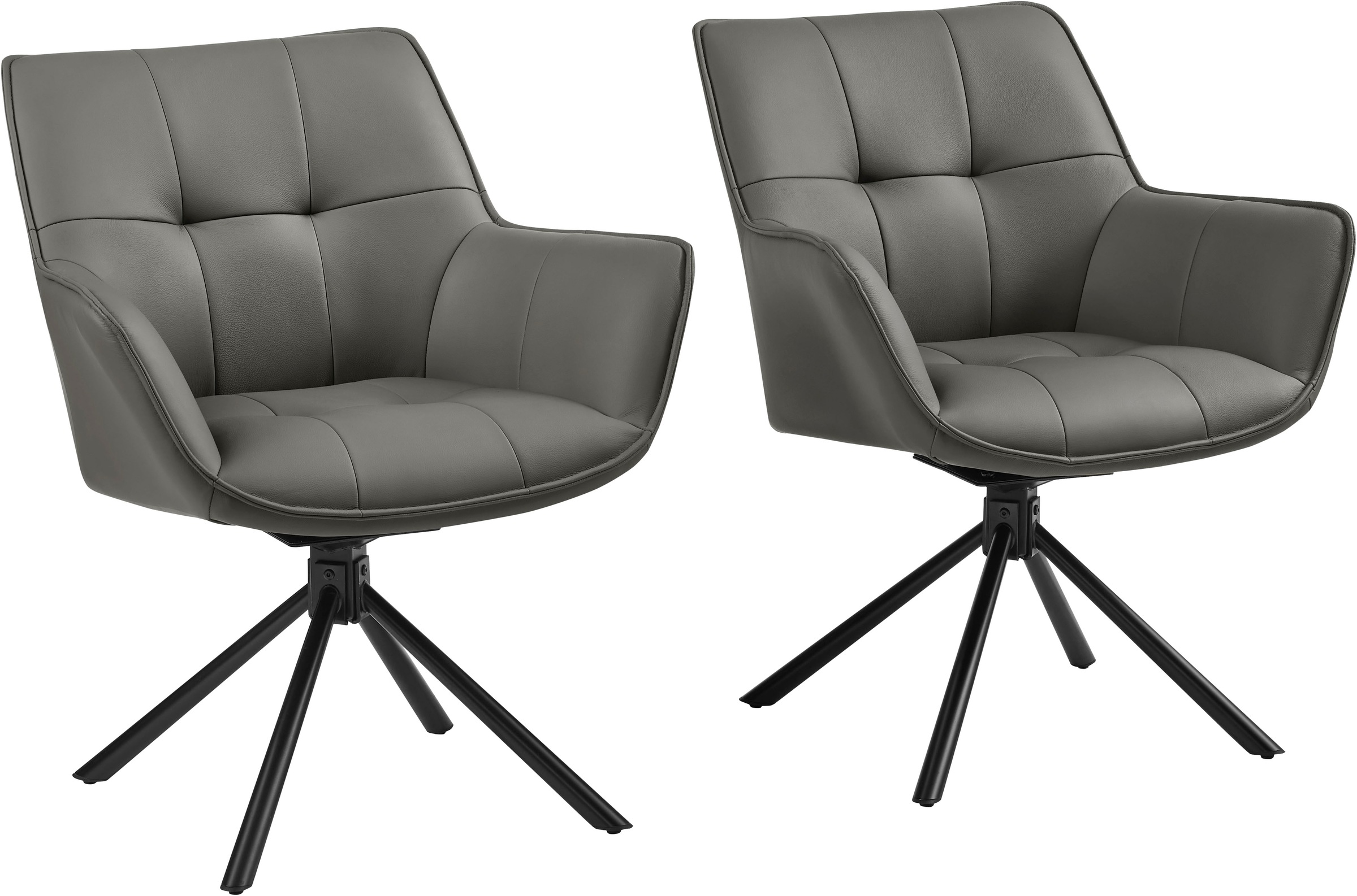 Image of GOODproduct Drehstuhl "Lika" (Set) 2 Stk.echtes Leder, 360 Drehfunktion, Steppnähte, Metallgestell