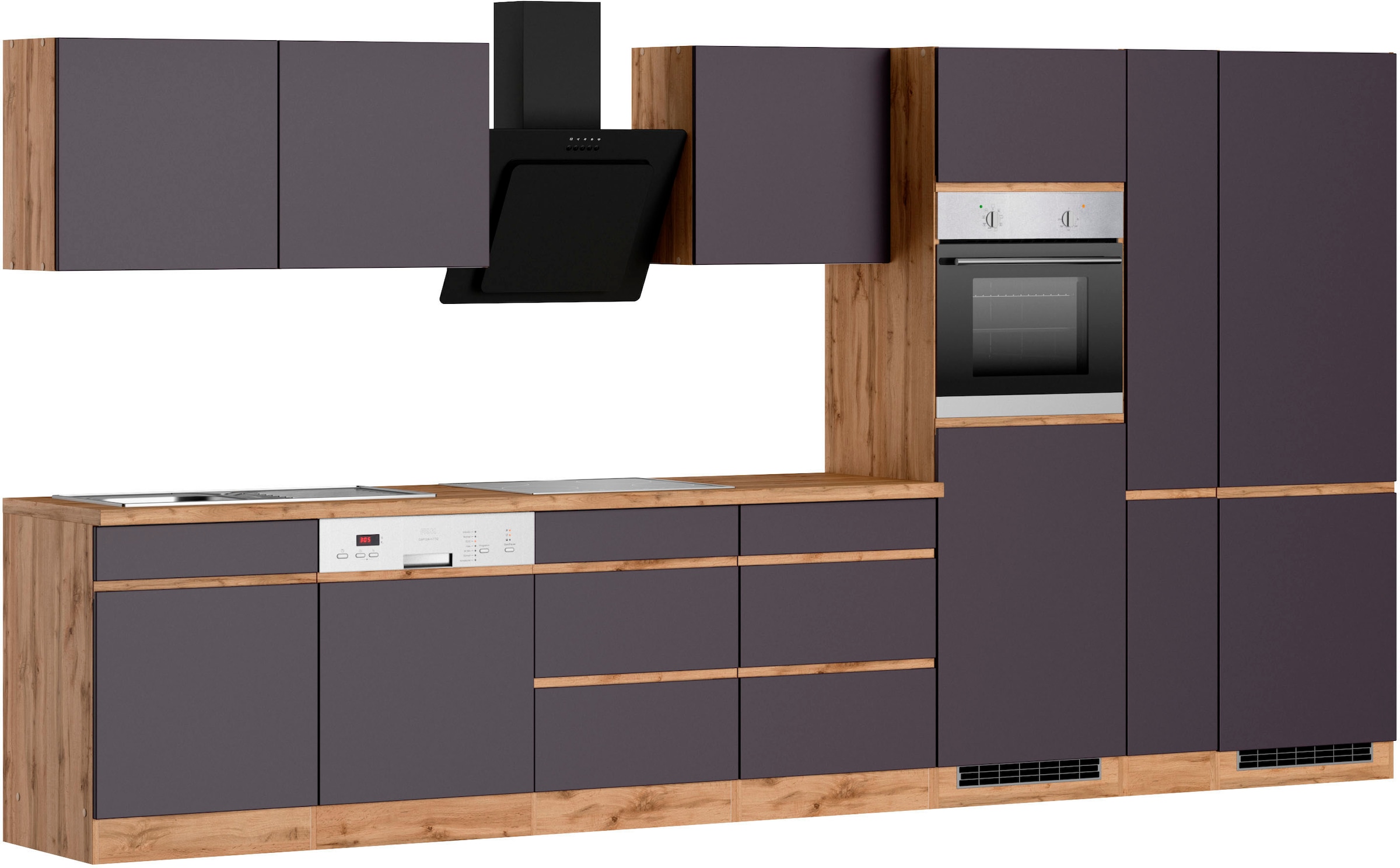 KOCHSTATION Küchenzeile »KS-Riesa« Stellbreite 390 cm, ohne E-Geräte