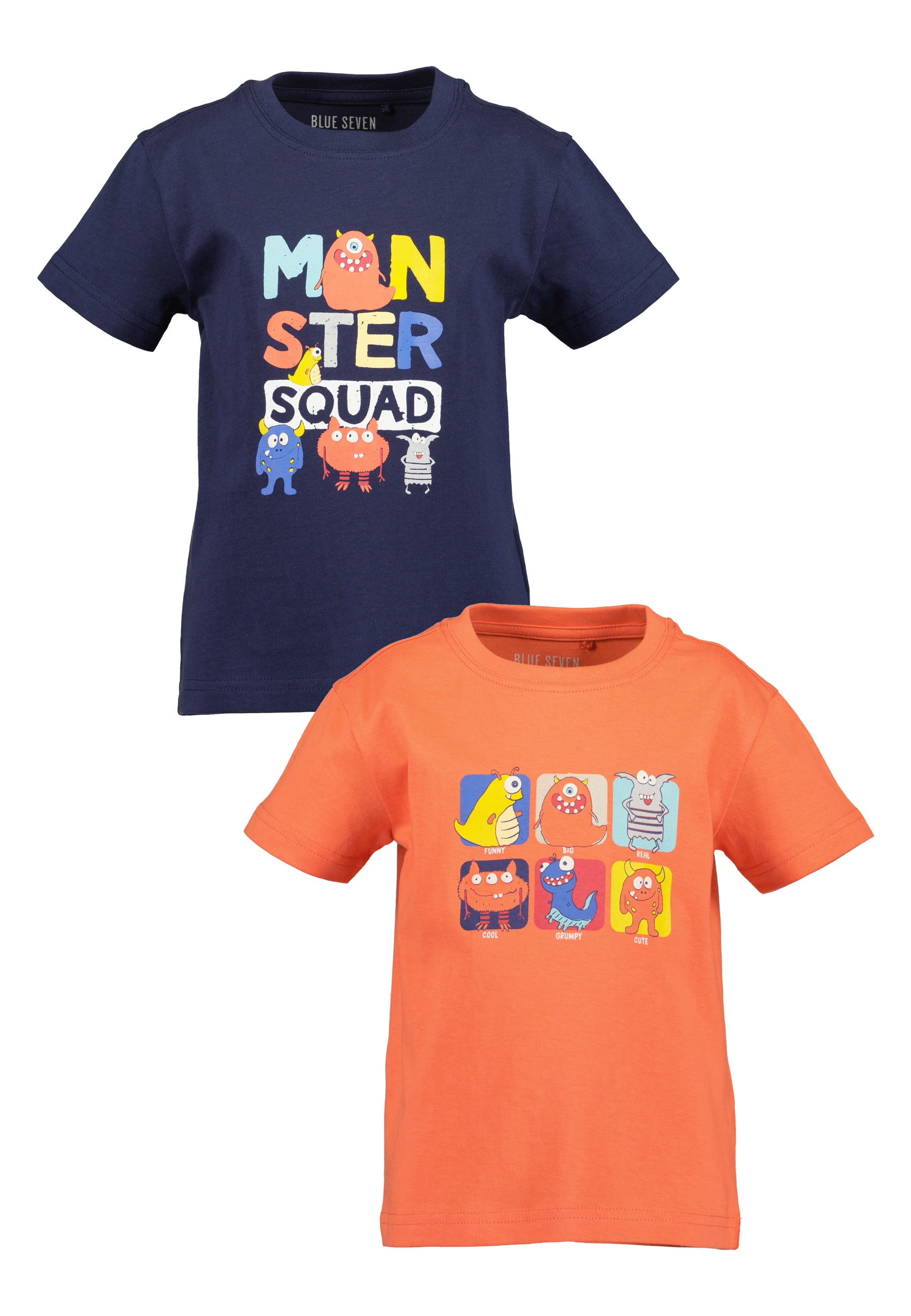 Image of Blue Seven T-Shirt Packung, 2 tlg. unifarben und bedruckt, mit Druckapplikationen, aus reiner Baumwolle