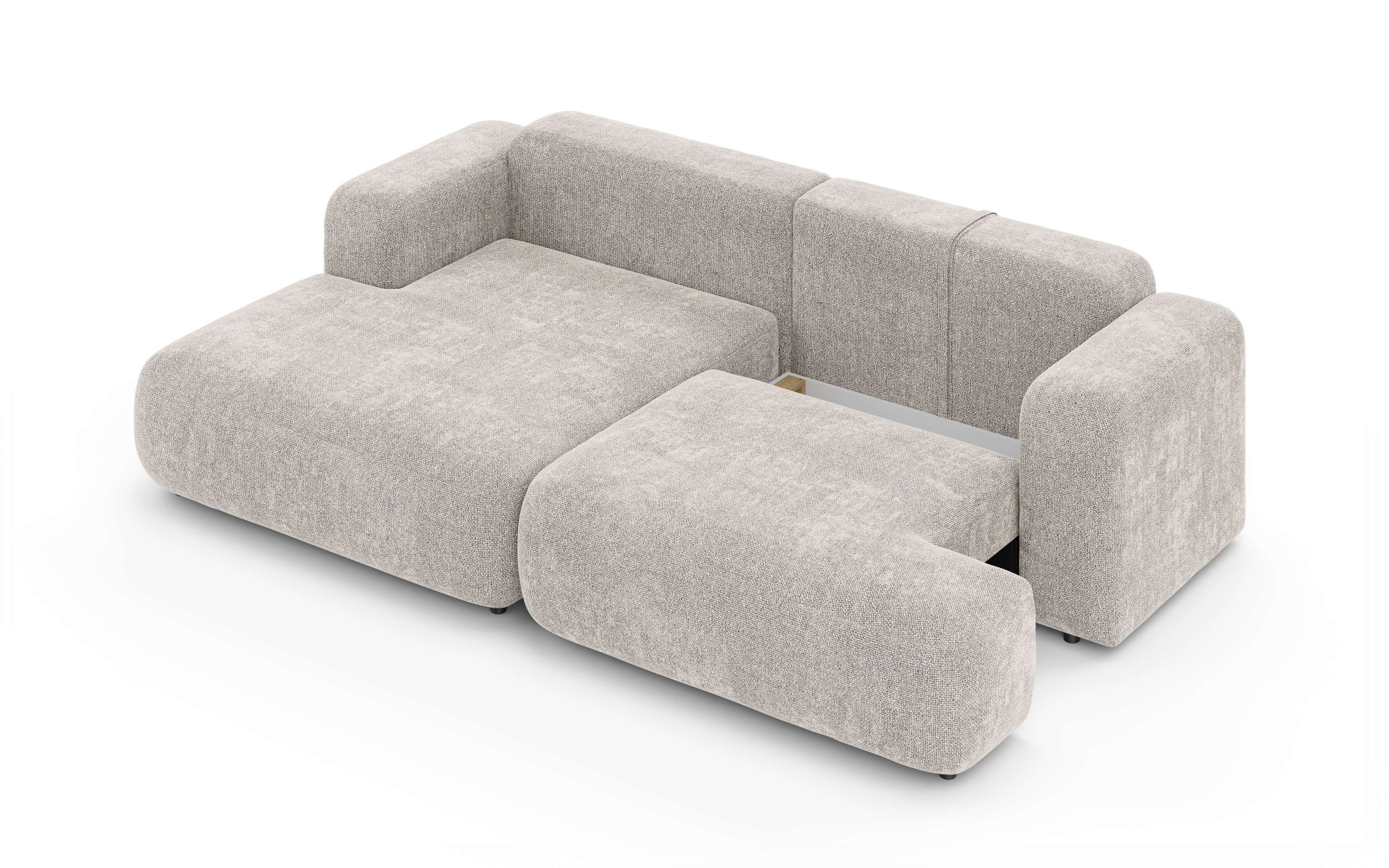 GOODproduct Canapé d'angle »VEEVIA L-Form, Schlafsofa, Verlässliche Qualität, Breite 256cm« avec coffre de lit, supporte jusqu'à 480kg, incluant coussins de dossier et décoratifs