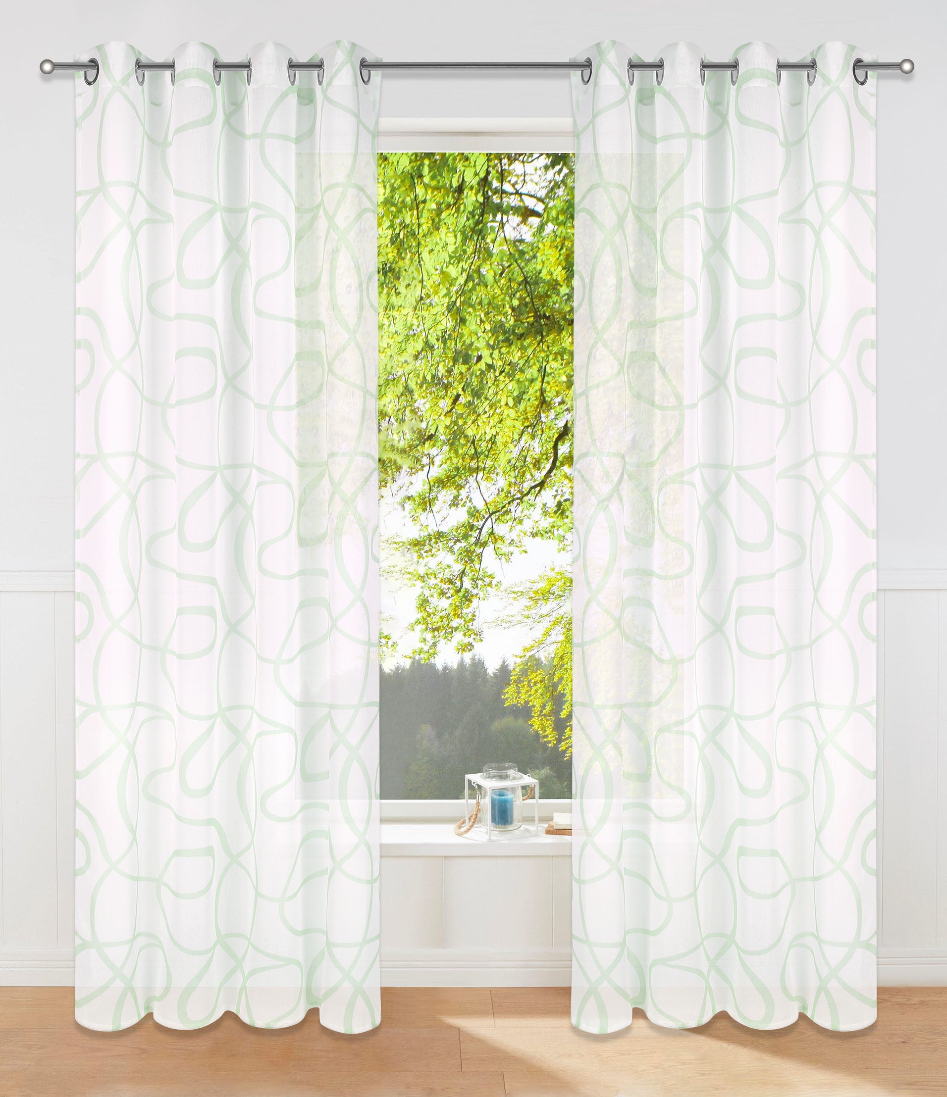 Image of GOODproduct Gardine »Lilliene 2«, (1 St.), transparent, nachhaltig, recyceltes Polyester, geschwungene Linien, gewebt bei Ackermann Versand Schweiz