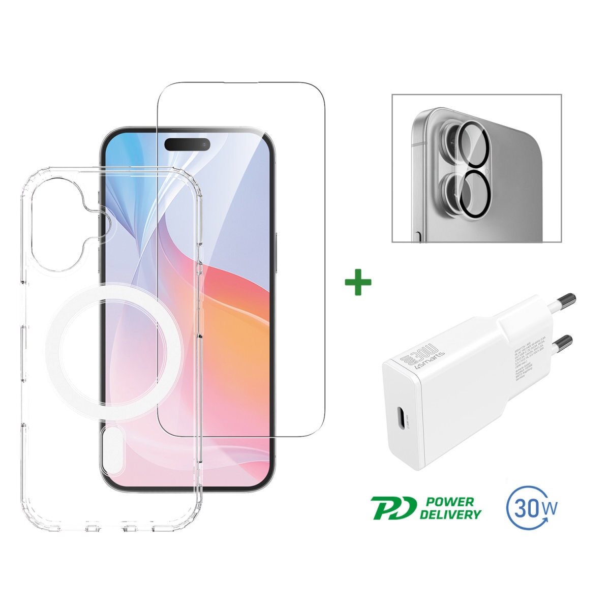 4smarts Handyhülle »3in1 Premium Starter Set für Apple iPhone 16«, Backcover, Schutzhülle, Handyschutzhülle, Case, Schutzcase, stossfest