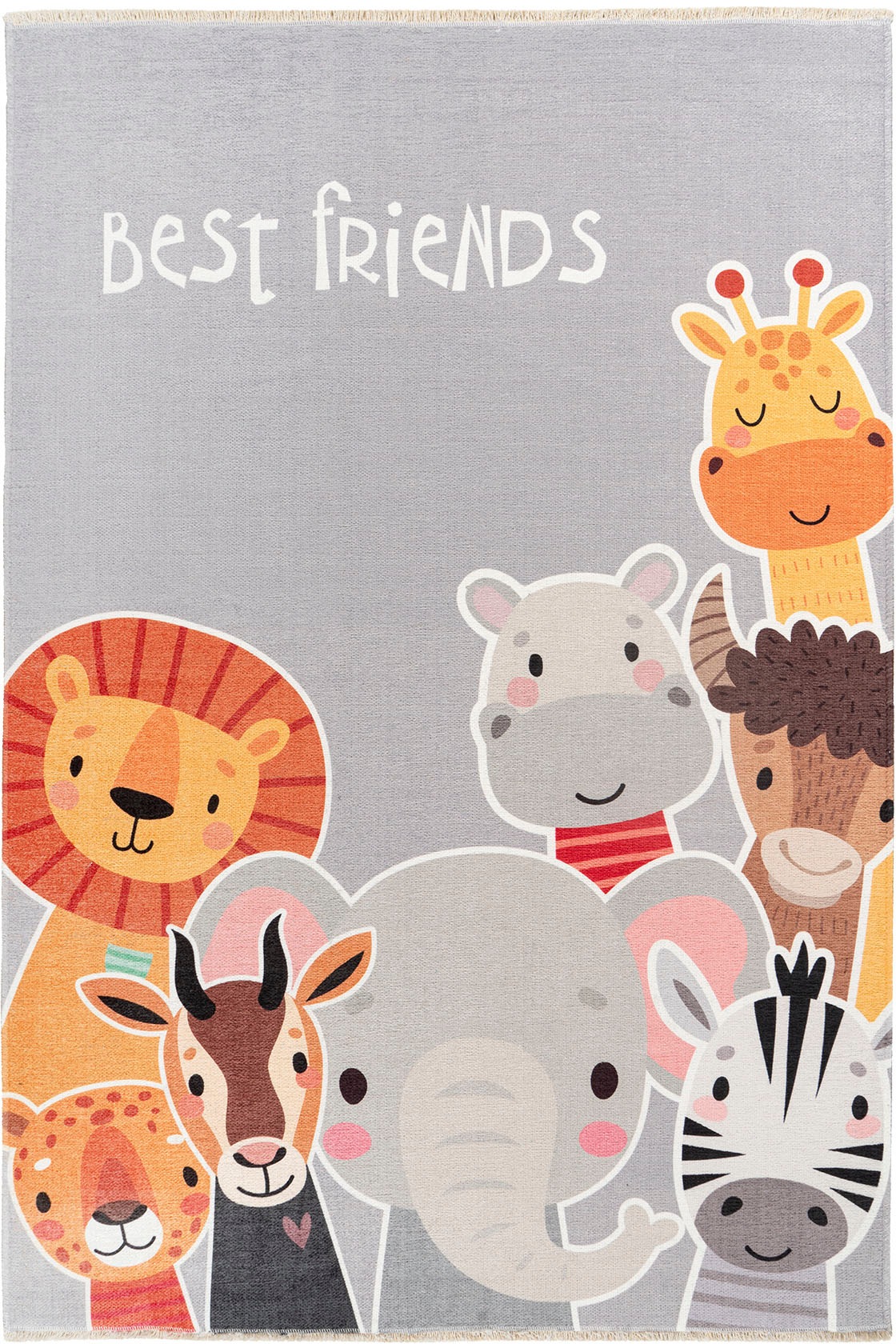Obsession Kinderteppich "My Greta 606" rechteckig 6 mm Höhe Kurzflor, Motiv Tiere, mit Fransen, Kinderzimmer