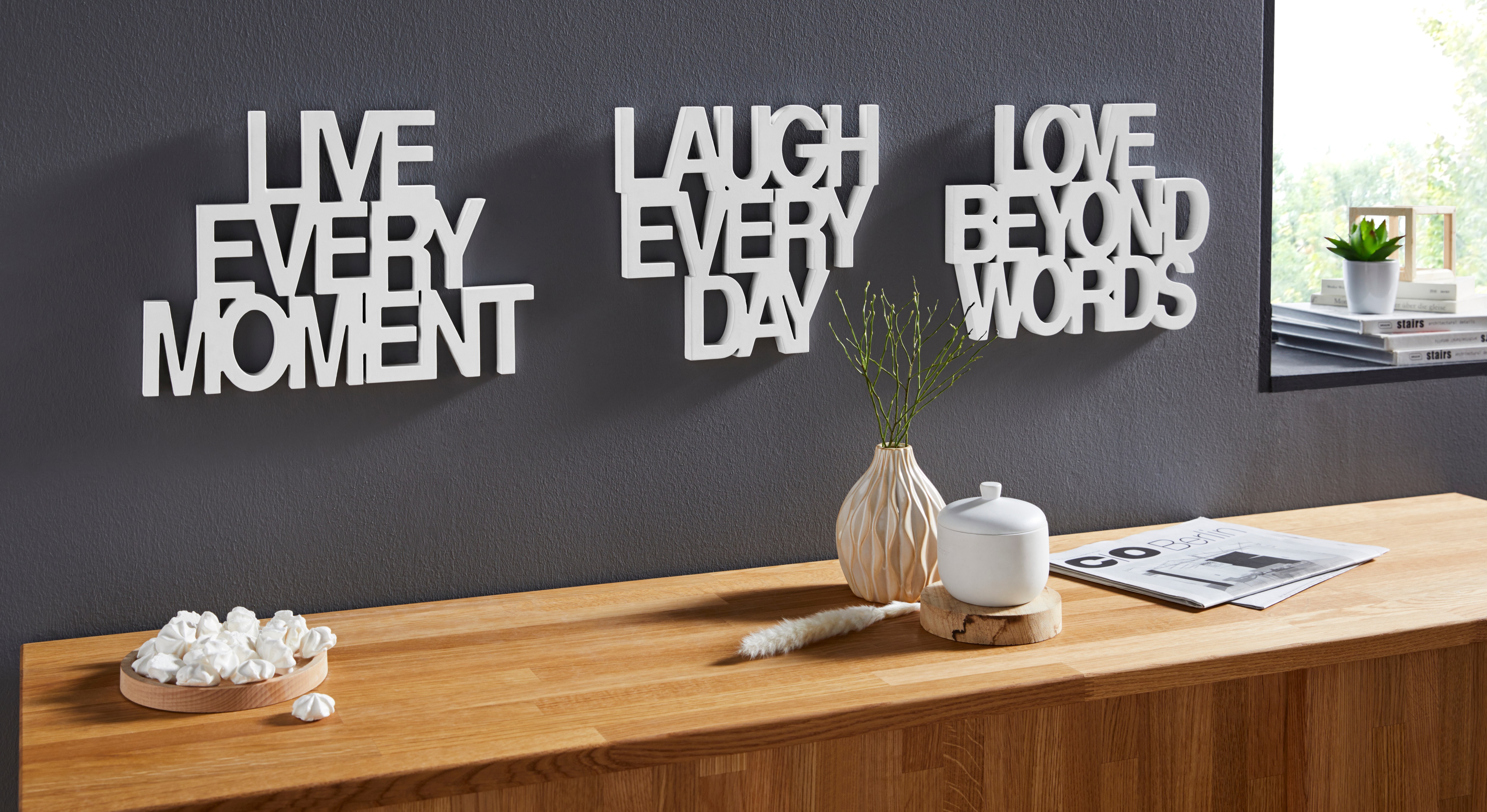 Image of andas Wanddekoobjekt »Schriftzug Live every Moment - Love beyond Words - Laugh every Day«, (3 St.), Wanddeko bei Ackermann Versand Schweiz