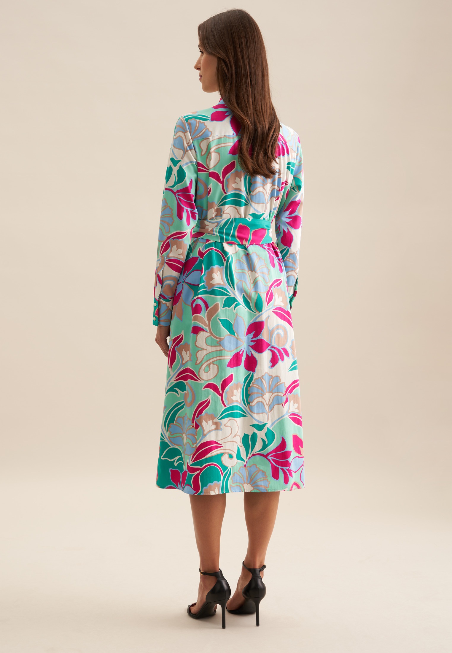 seidensticker Sommerkleid »Schwarze Rose«, Langarm Kragen Floral