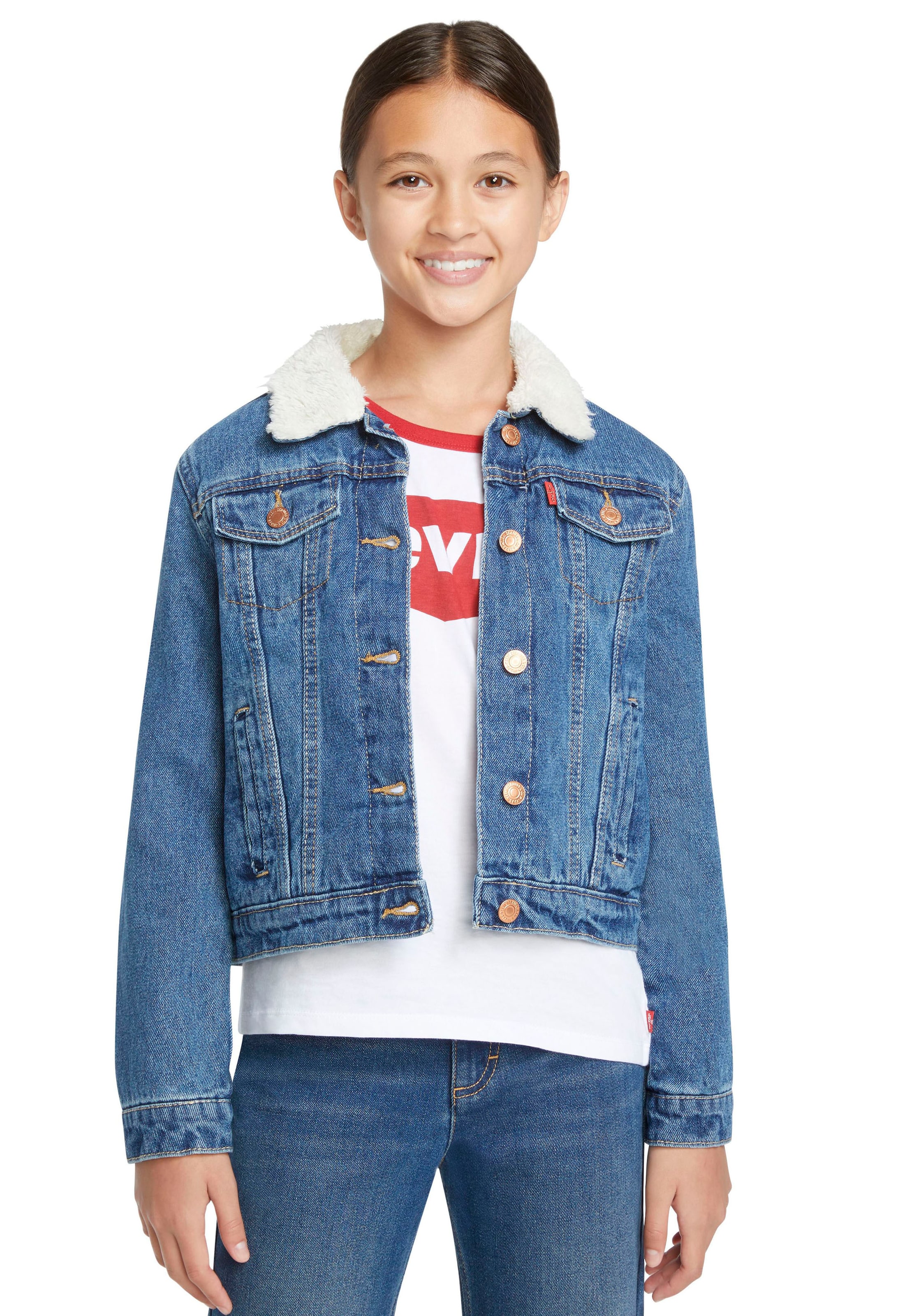 Trendige Levi\'s® Kids »LVG Jeansjacke kaufen GIRLS TRUCKER Kapuze, ohne ohne Mindestbestellwert SHERPA JACKET«, for
