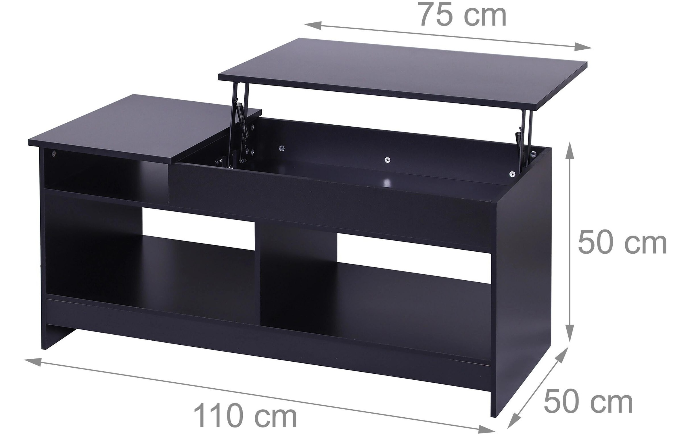 relaxdays Couchtisch »Lift-Top 110 x 50 cm« Höhenverstellbarer Sofatisch mit Liftfunktion