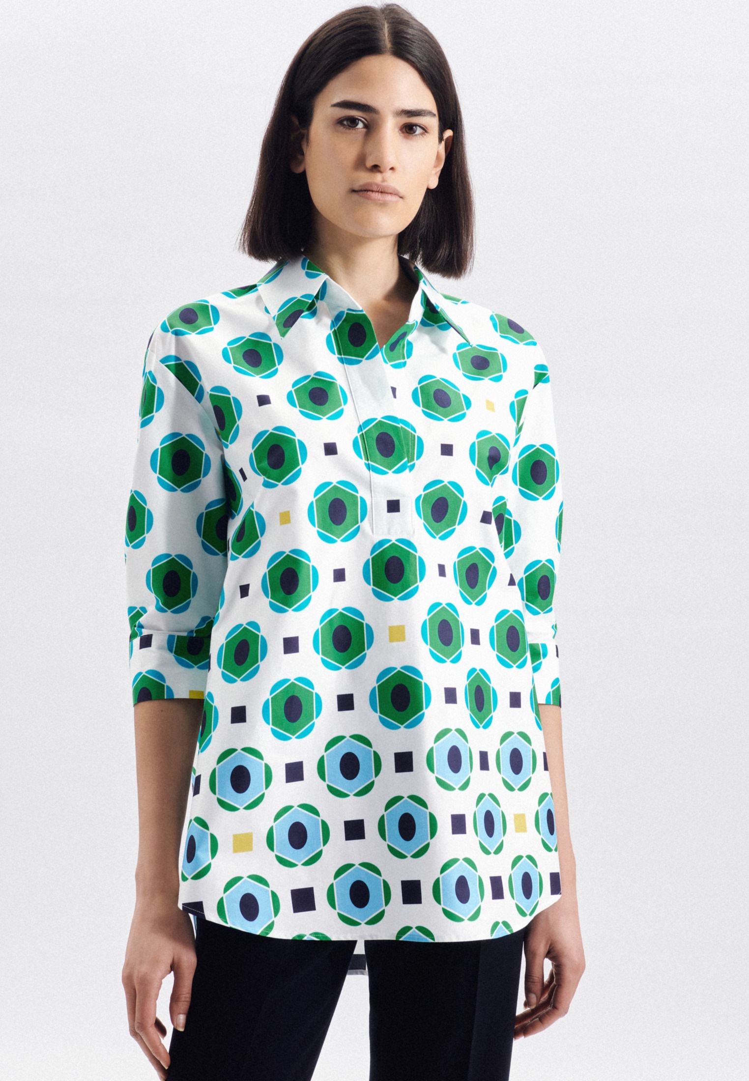 Image of seidensticker Schlupfbluse »Schwarze Rose«, Langarm Kragen Druck bei Ackermann Versand Schweiz