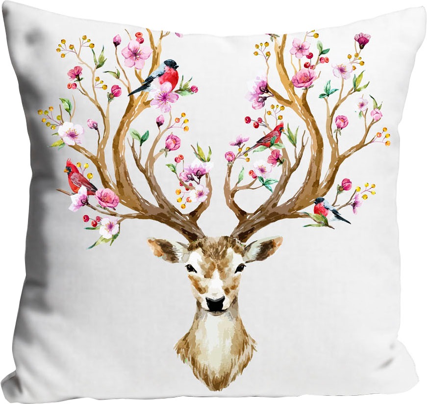 queence Dekokissen »Jim«, mit einem Hirsch mit Blumengeweih