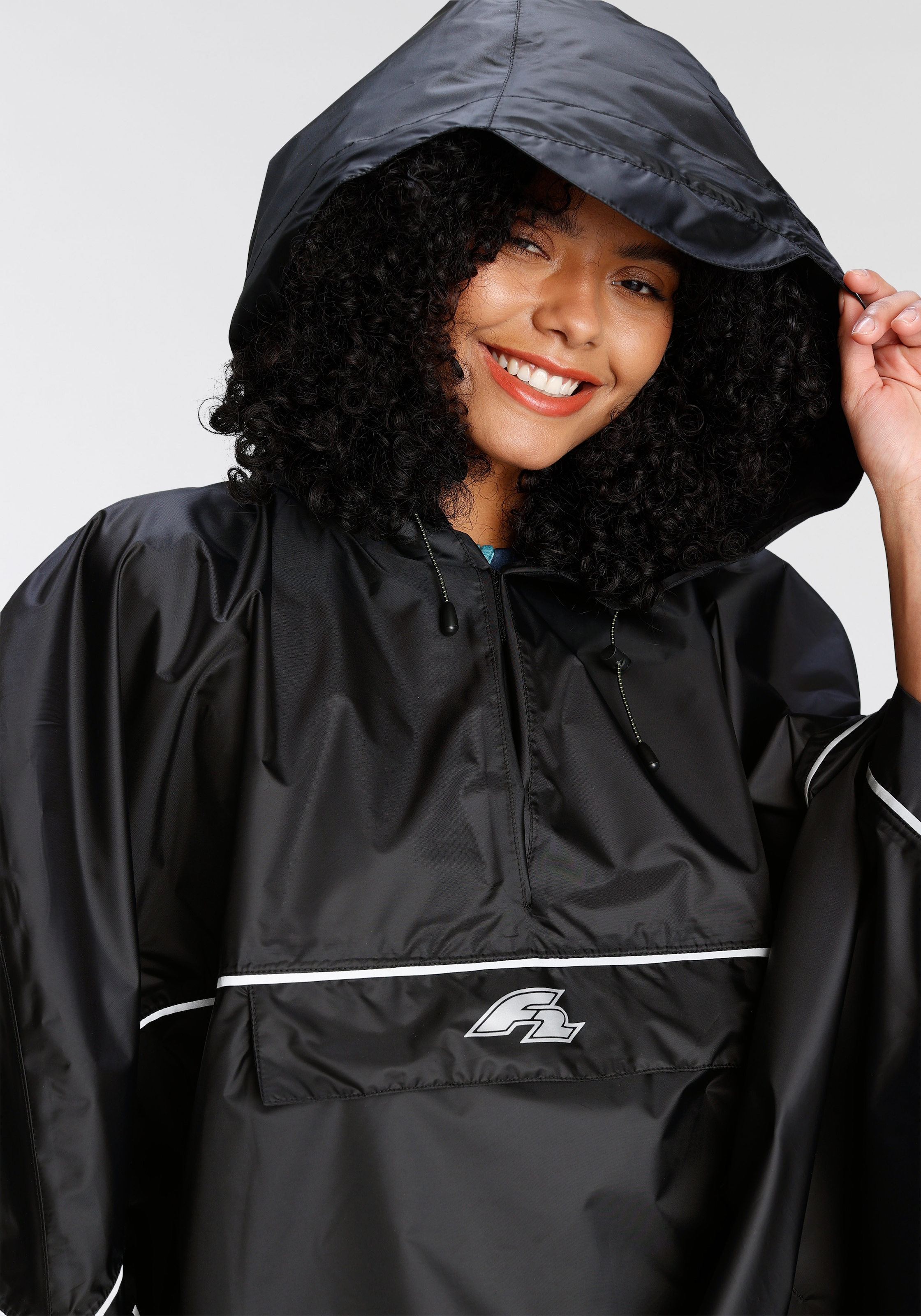 Damen Regenjacke schwarz, Regenponcho