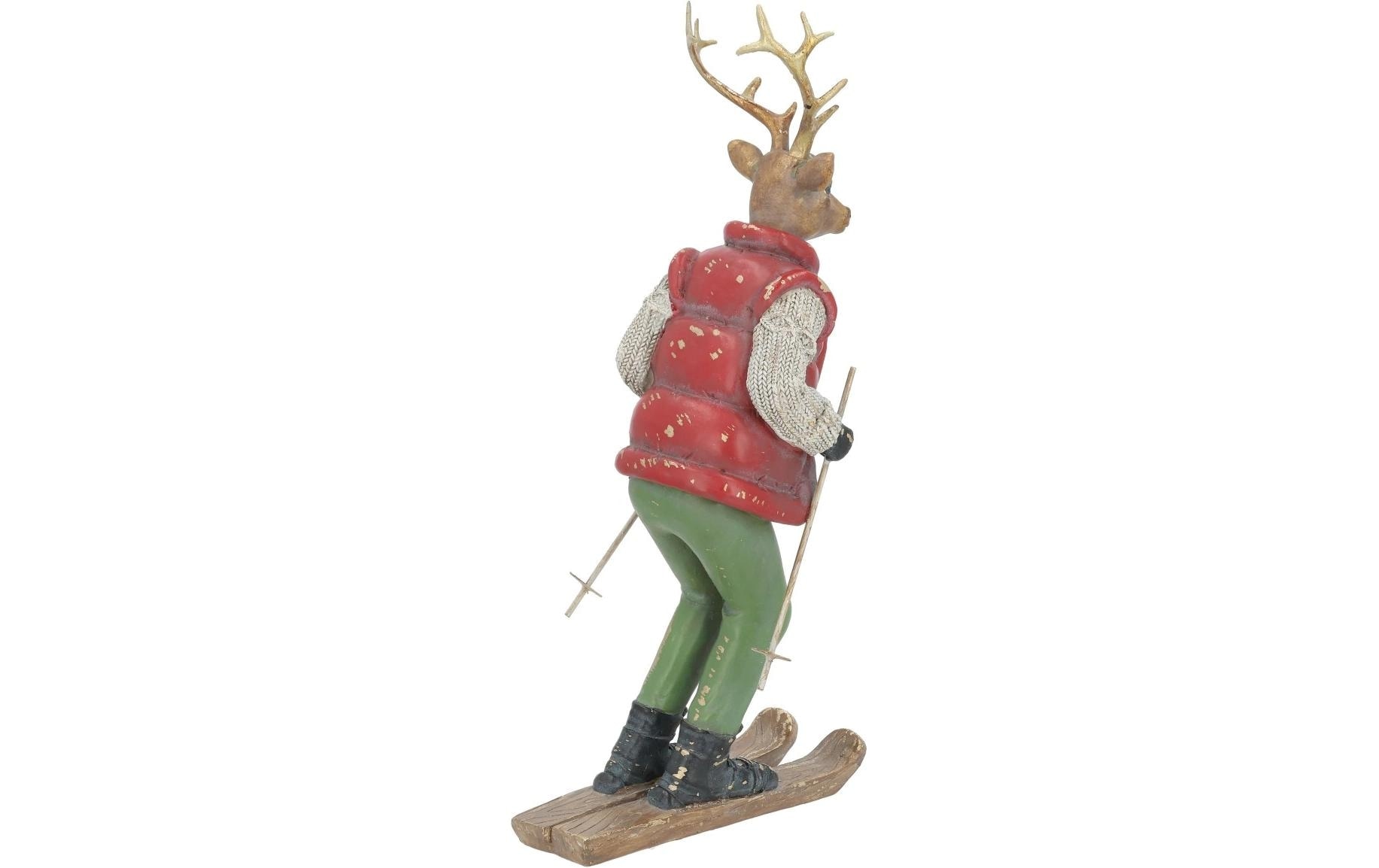 G.Wurm Figurine de Noël »Weihnachtsfigur Hirsch beim Ski fahren 16 x 32 x 10 cm«
