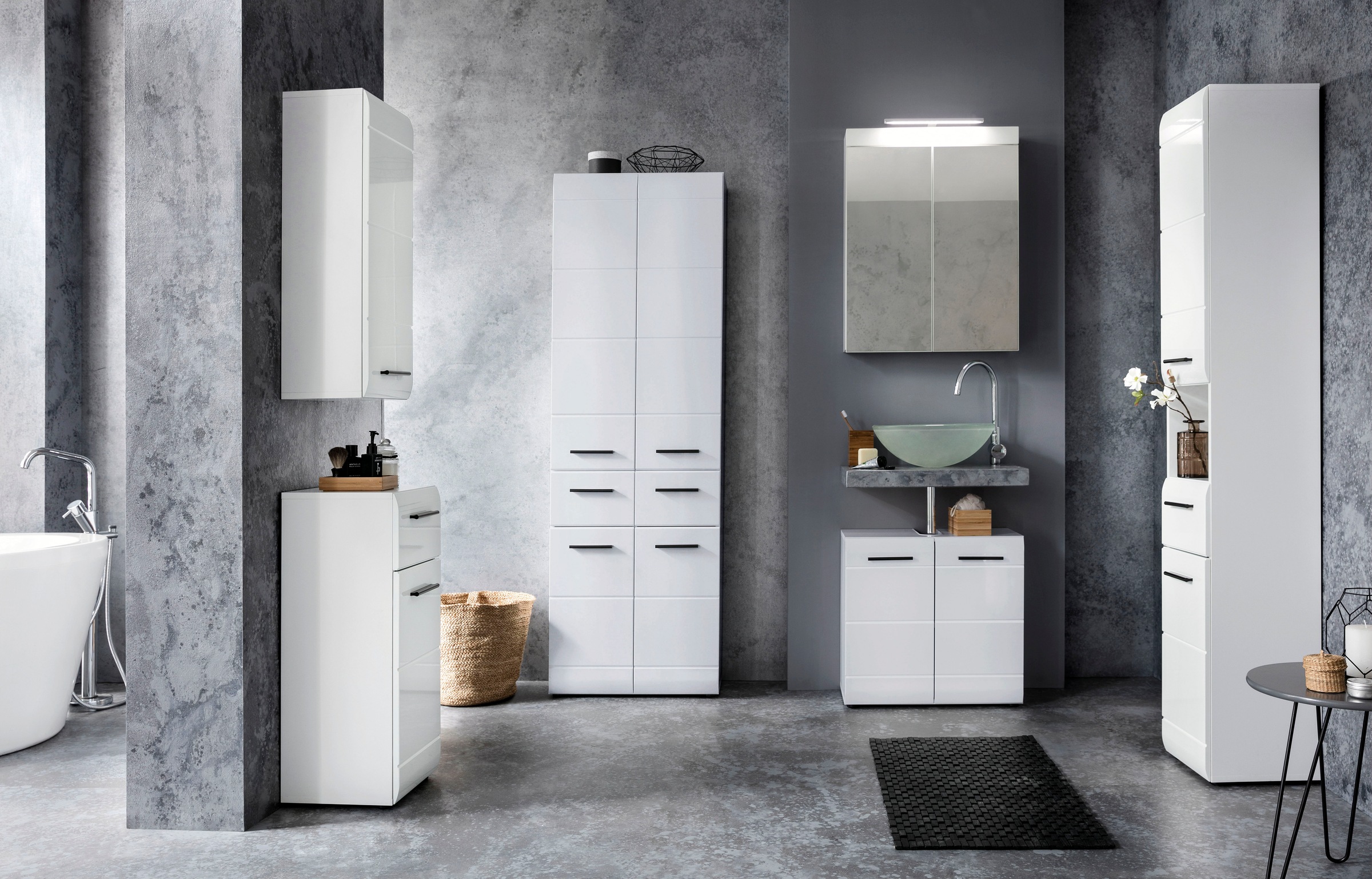 welltime Waschbeckenunterschrank »Sovana« Waschtisch mit verstellbarem Fach - Masse (B/T/H) 60/31/56 cm