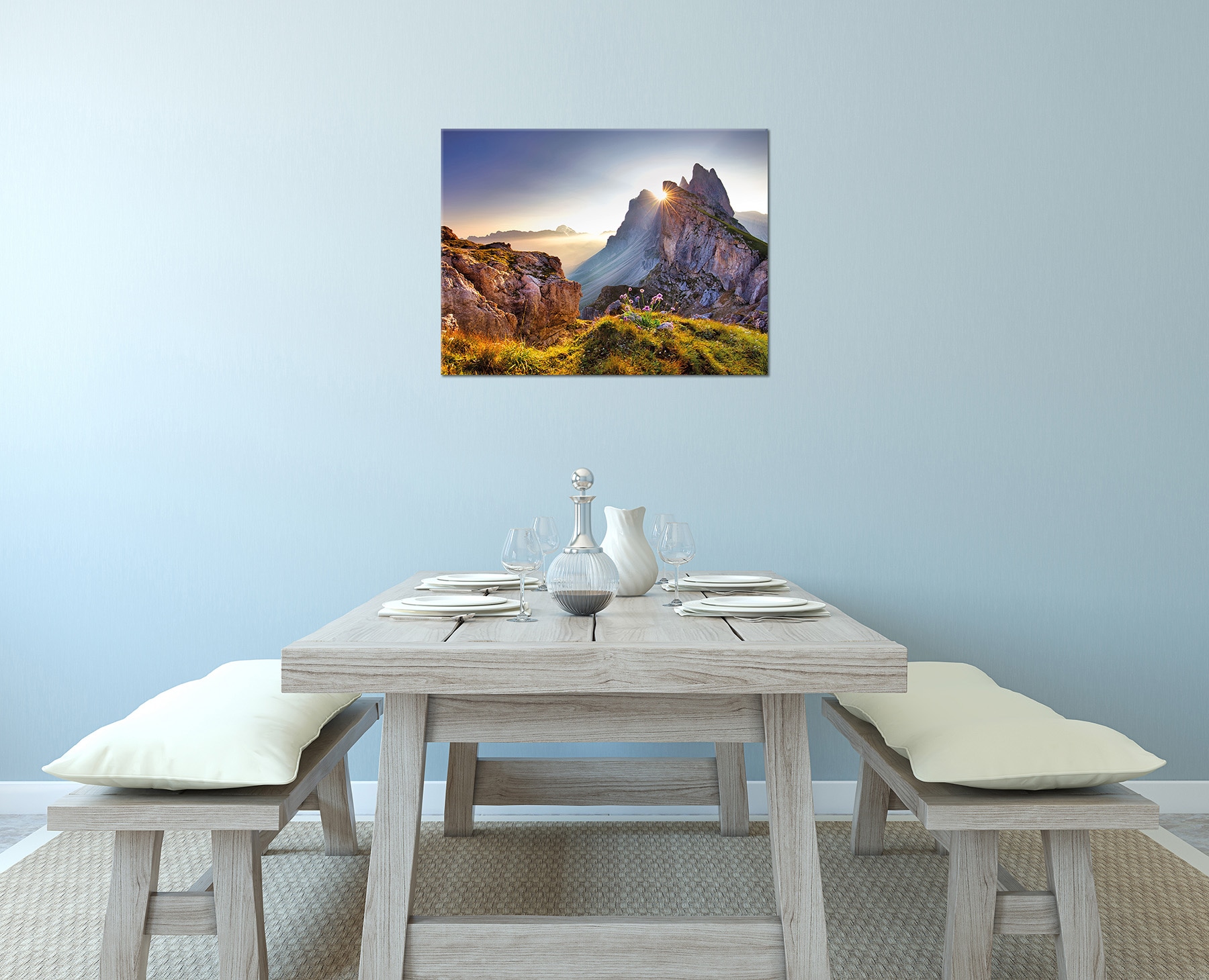 Bönninghoff Bild »Wandbild BERGE SONNENAUFGANG 46x61 cm – Leinwandbild Keilrahmen Deko« Berge | Berge & Alpenbilder | Natur auf Keilrahmen gespannt