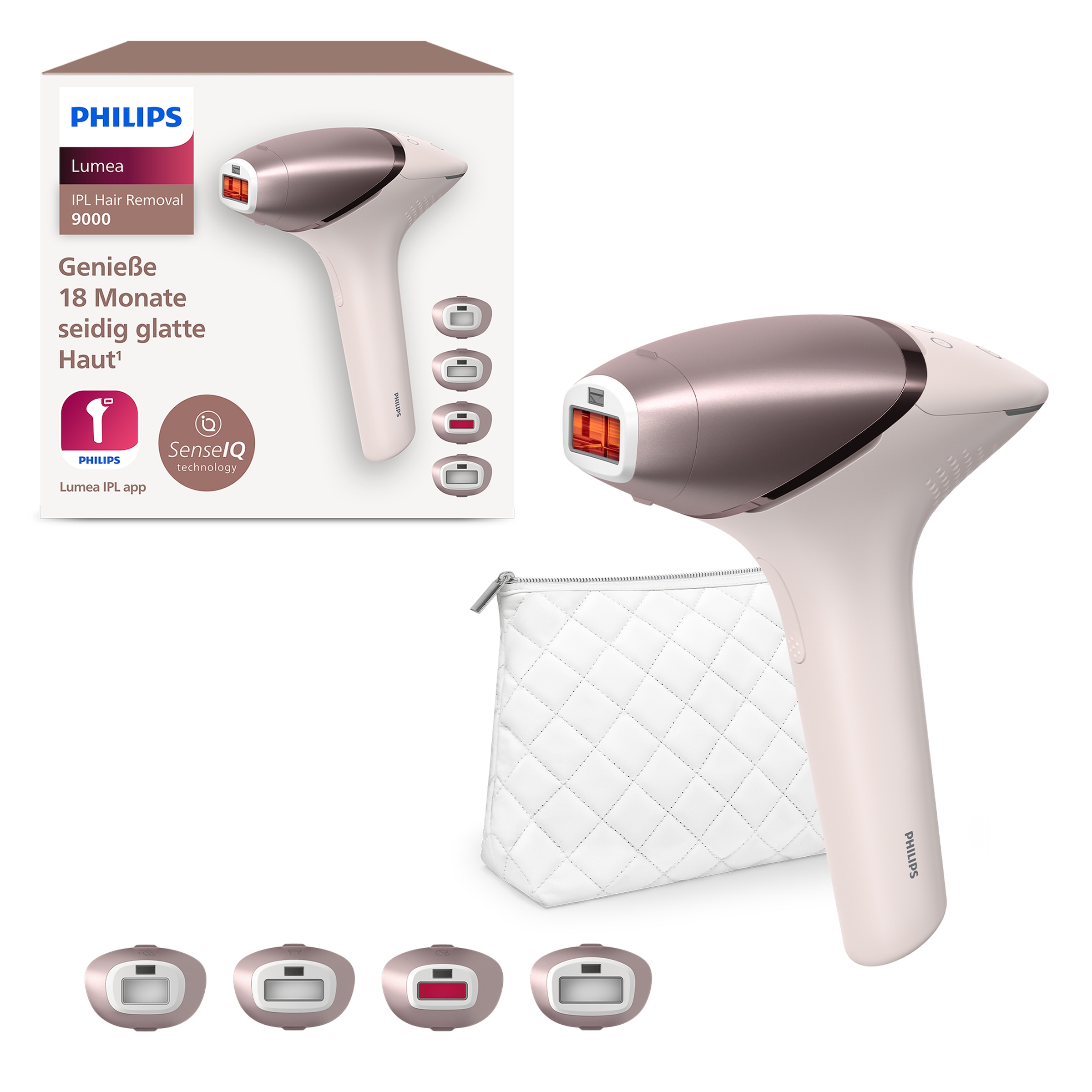 Image of Philips IPL-Haarentferner "Lumea S9000 BRI958/00" 450.000 Lichtimpulse 4 Aufsätze (Achseln, Bikinizone, Körper und Gesicht), kabellos