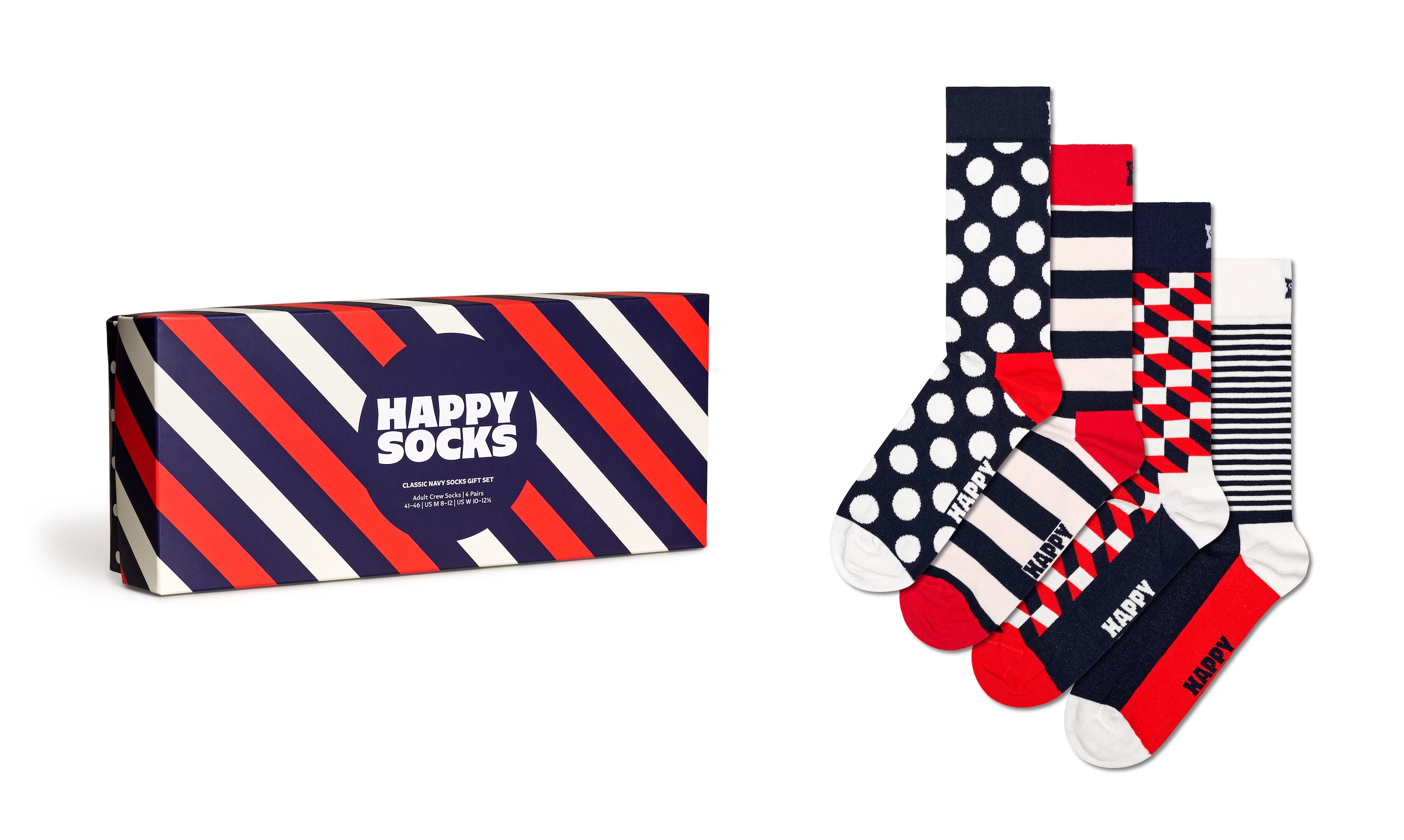 Happy Socks Socken »4-Pack Classic Navy Socks Gift Set«, (4 Paar, Geschenk Box), Dots...