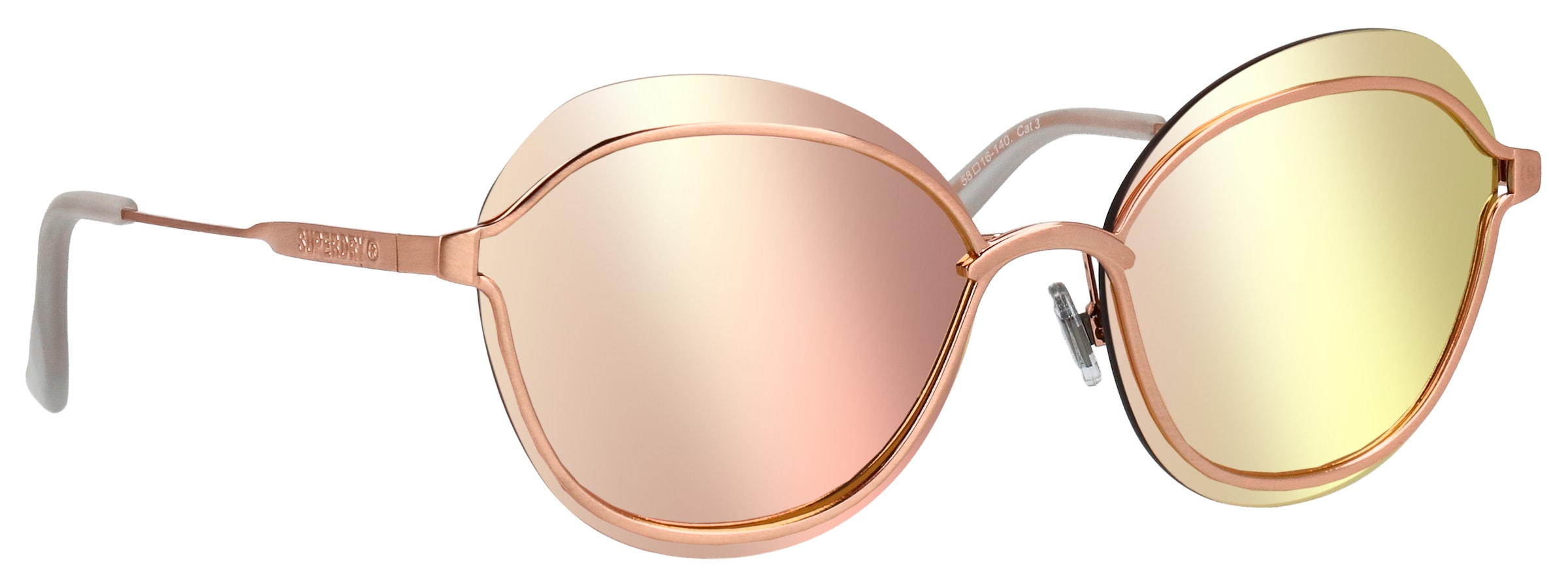 Image of Superdry Sonnenbrille "Modell 995052" Form Butterfly, Logoschriftzug auf Bügel, Metallfassung