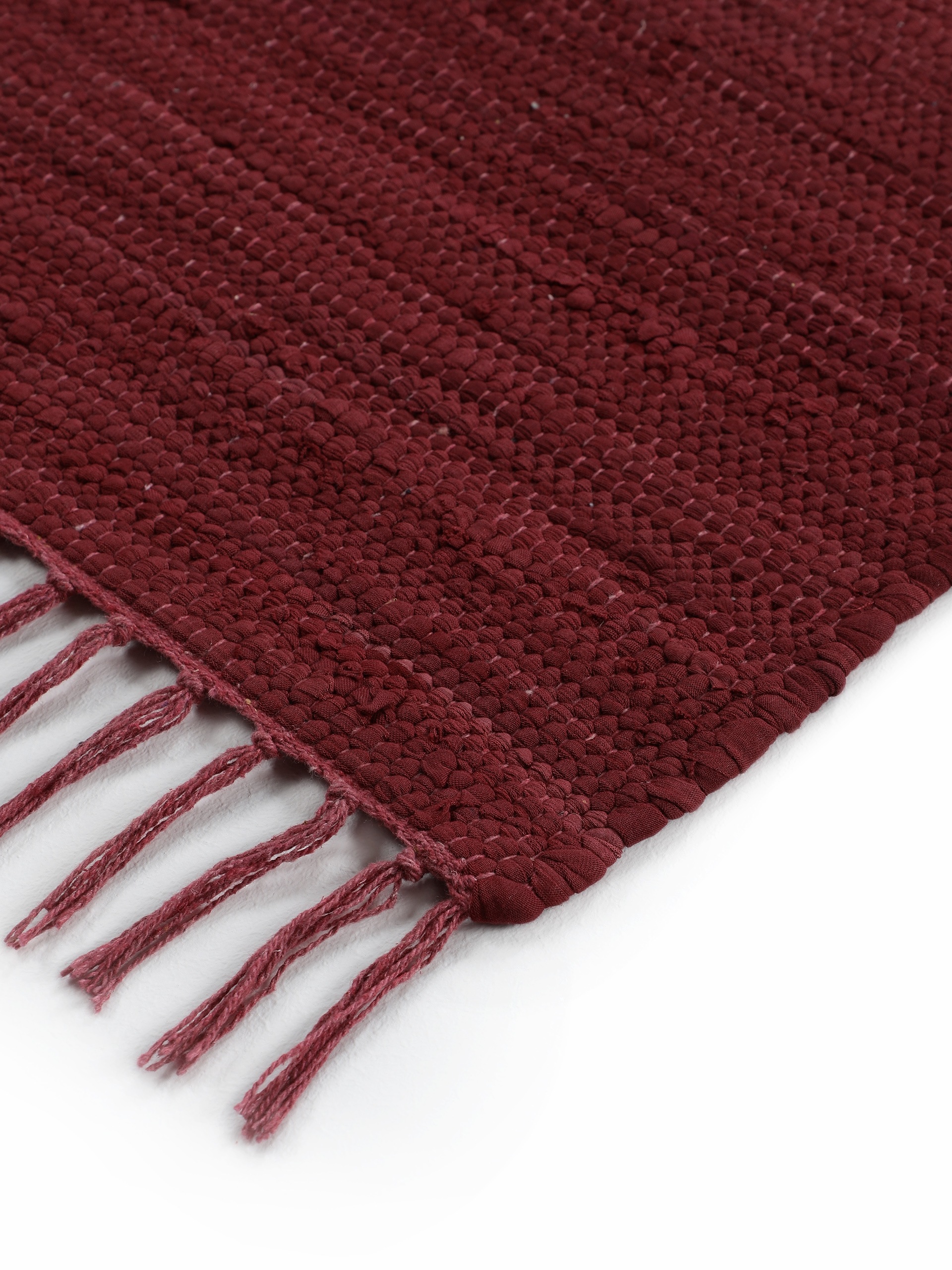 carpetfine Teppich »Kelim Chindi uni, auch als Läufer«, rechteckig, 5 mm Höhe, Wendeteppich, reine Baumwolle, handgewebt, Uni-Farben, mit Fransen