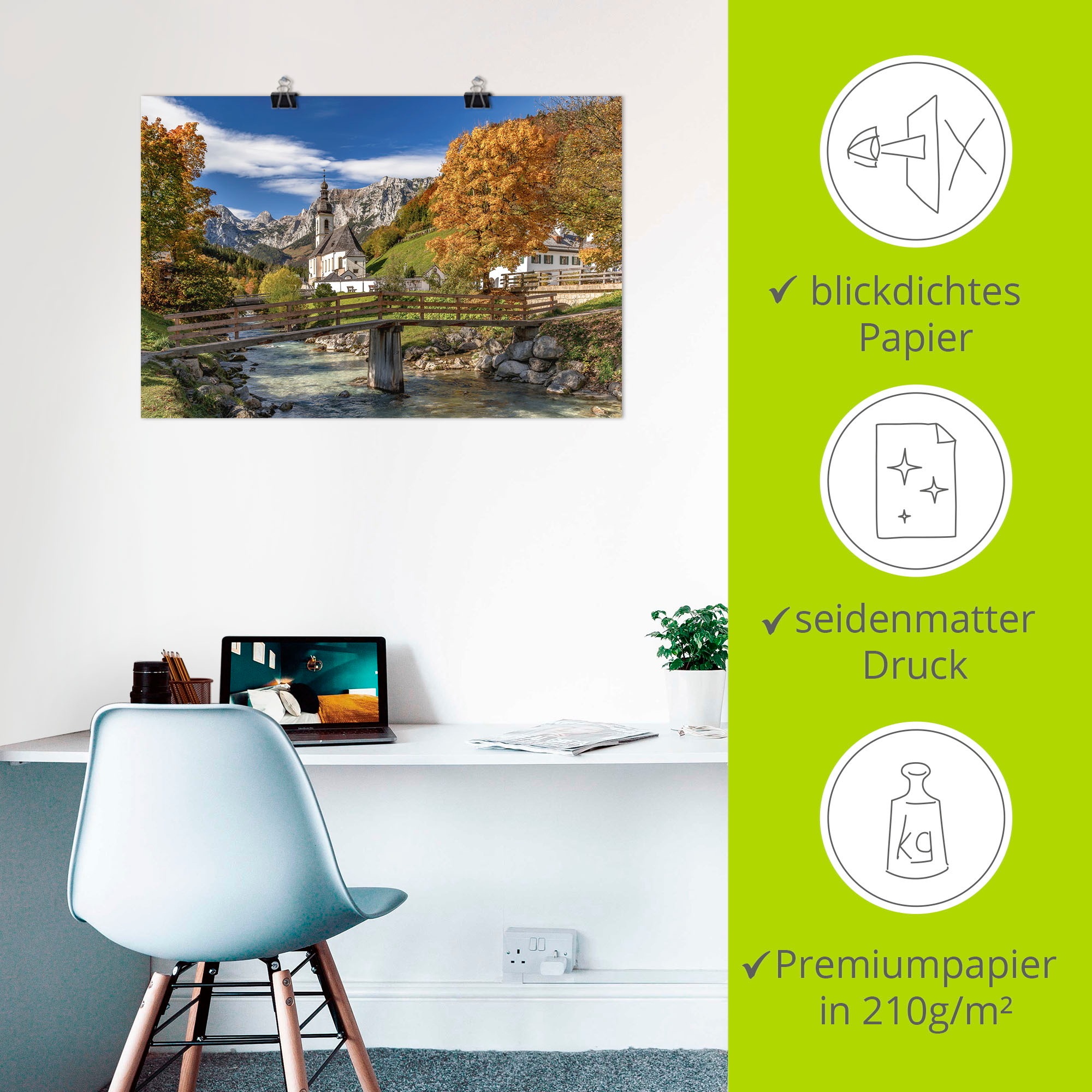 Artland Wandbild »Herbst im Berchtesgadener Land«, Berge & Alpenbilder, (1 St.), als Alubild, Leinwandbild, Wandaufkleber oder Poster in versch. Grössen