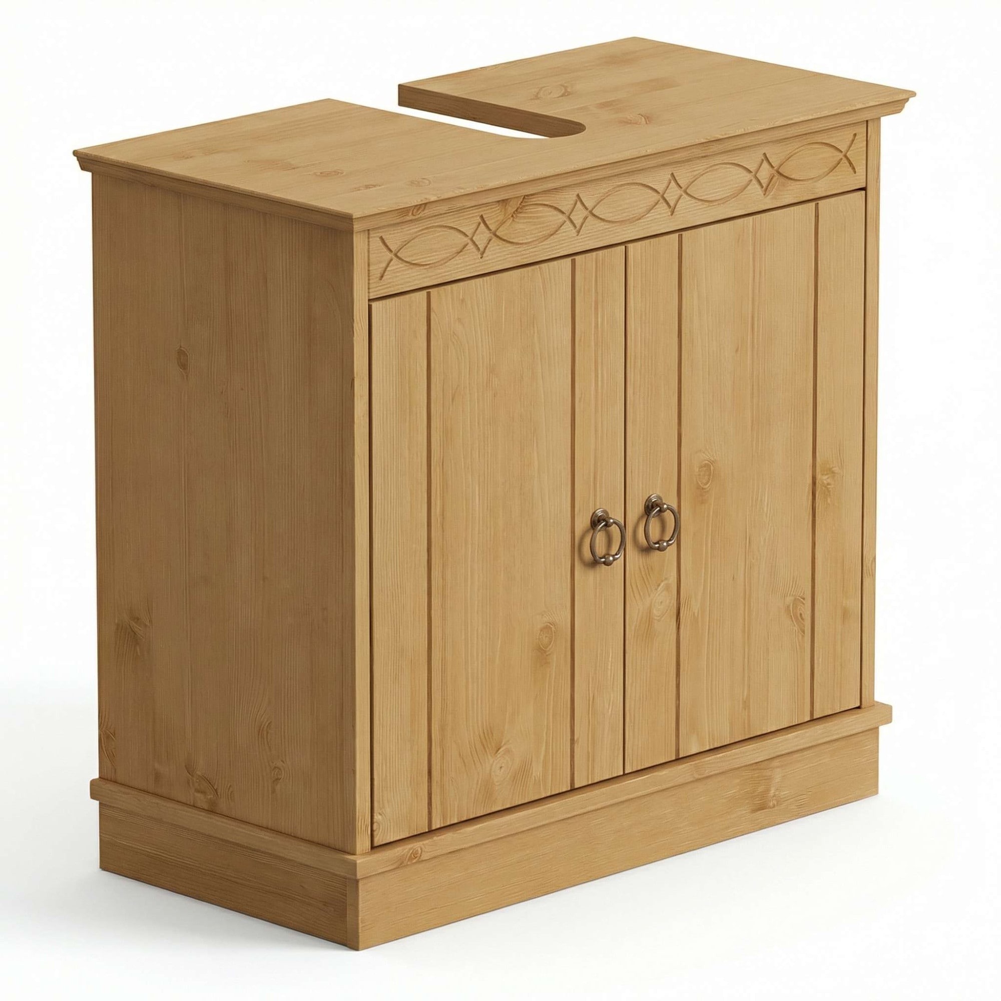 GOODproduct Waschbeckenunterschrank »Indra, Badschrank, Badmöbel, Badezimmerschrank« B/T/H: 64/32/66 cm,  aus massiver Kiefer, 2 Türen,  FSC®-zertifiziert