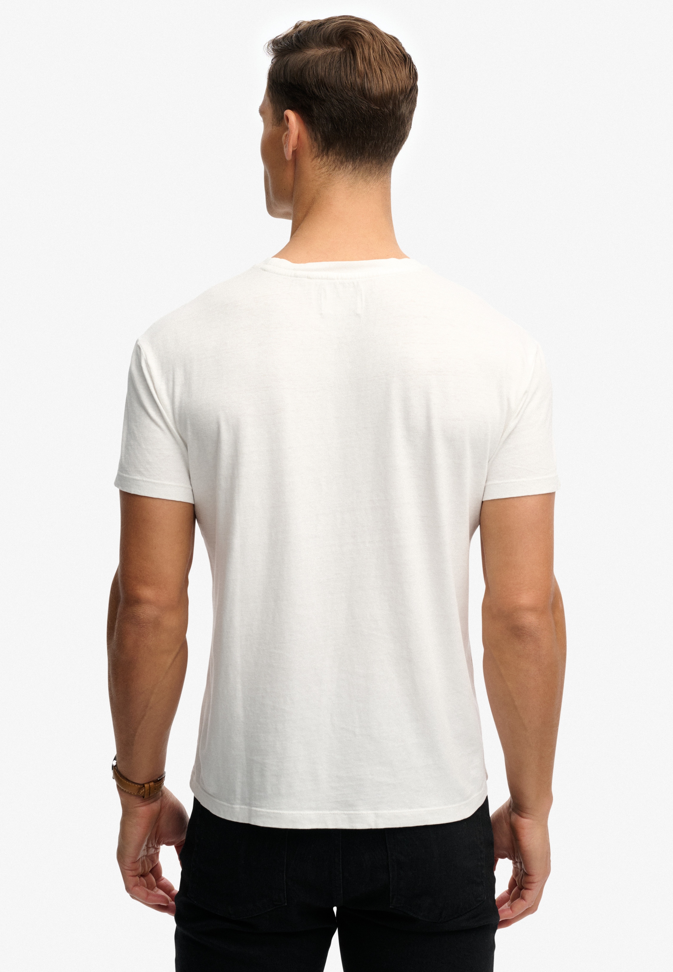 Superdry Shirt à col rond »COTTON CLASSIC LINEN PKT TEE« aus tollem Baumwoll-Leinen-Mischgewebe