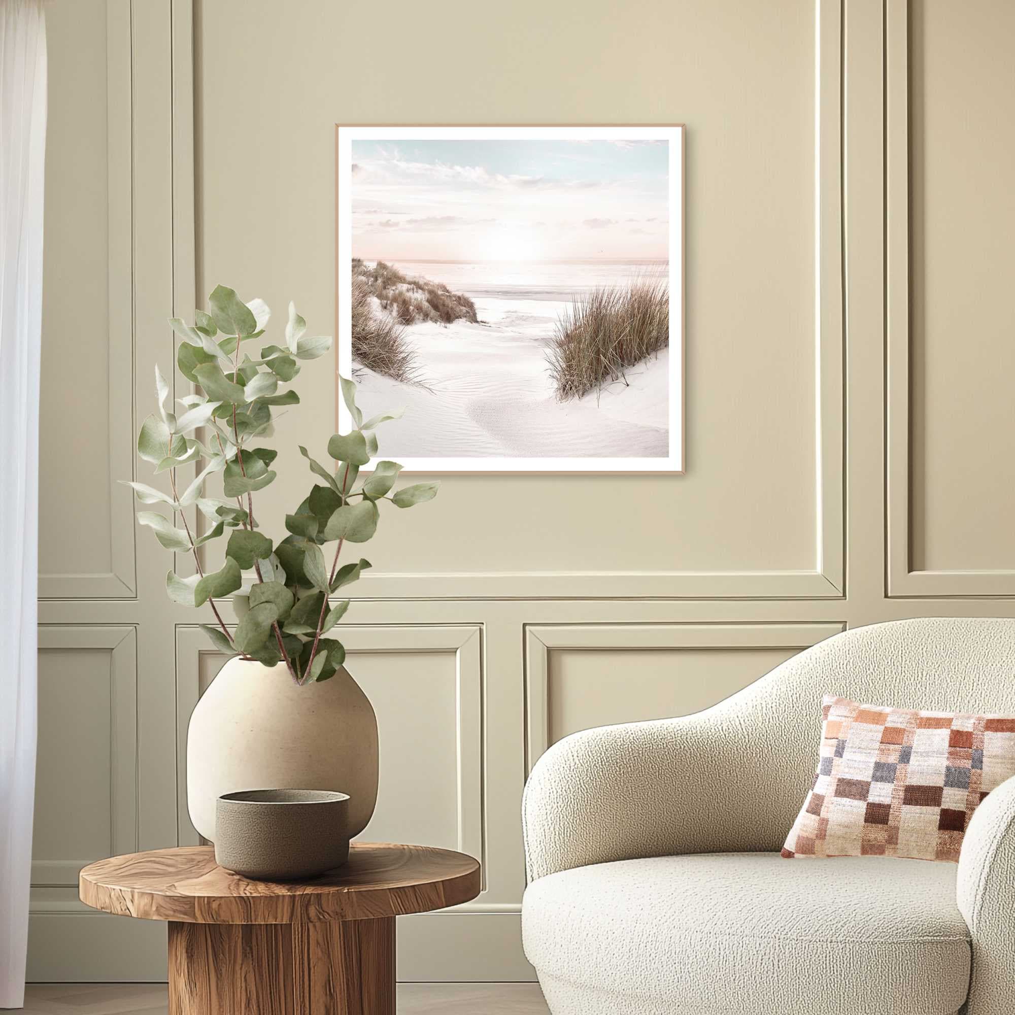 Reinders! Poster »Strand Horizon« Wohnzimmer - Dünen - Sonne - Sommer - Beige - MDF - Strand - 50x50 cm