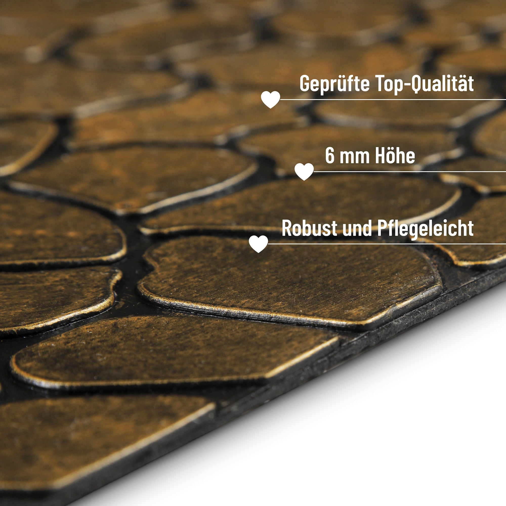 Wecon home Fussmatte »Desert Pebble«, rechteckig, 4 mm Höhe, Gummi, pflegeleicht, abwaschbar, rutschfest, Stein-Muster