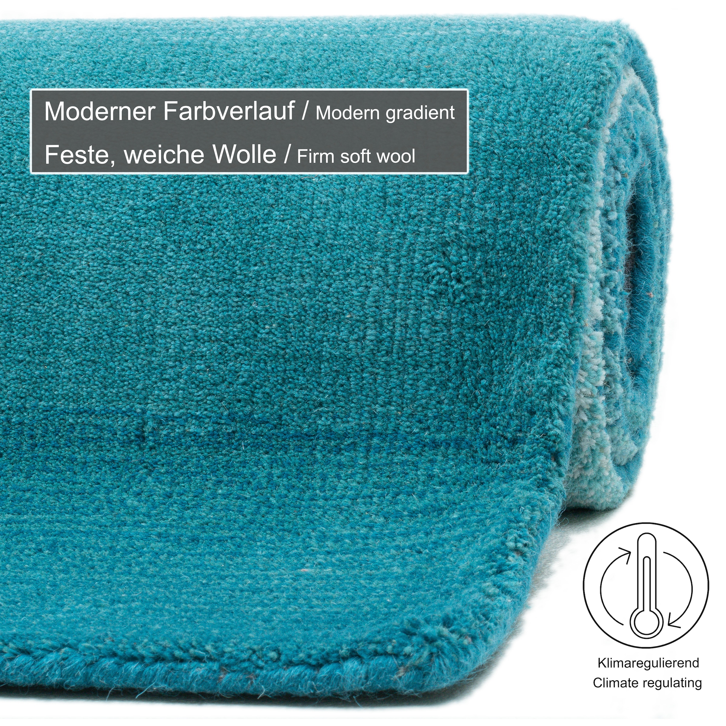THEKO Wollteppich »Wool Comfort«, rechteckig, 14 mm Höhe, Handweb Teppich, reine Wolle, handgewebt, brilliante Farben, Scandi