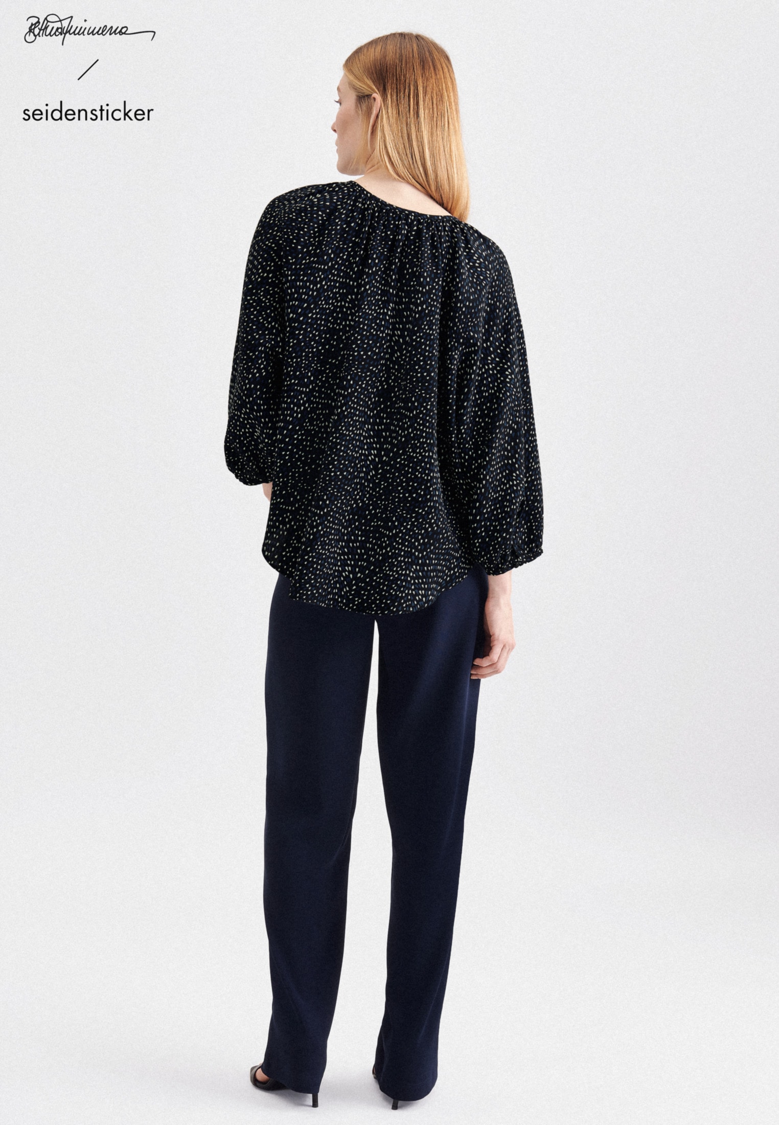 seidensticker Chemisier à chemise »Schwarze Rose« 3/4-Arm Rundhals Druck