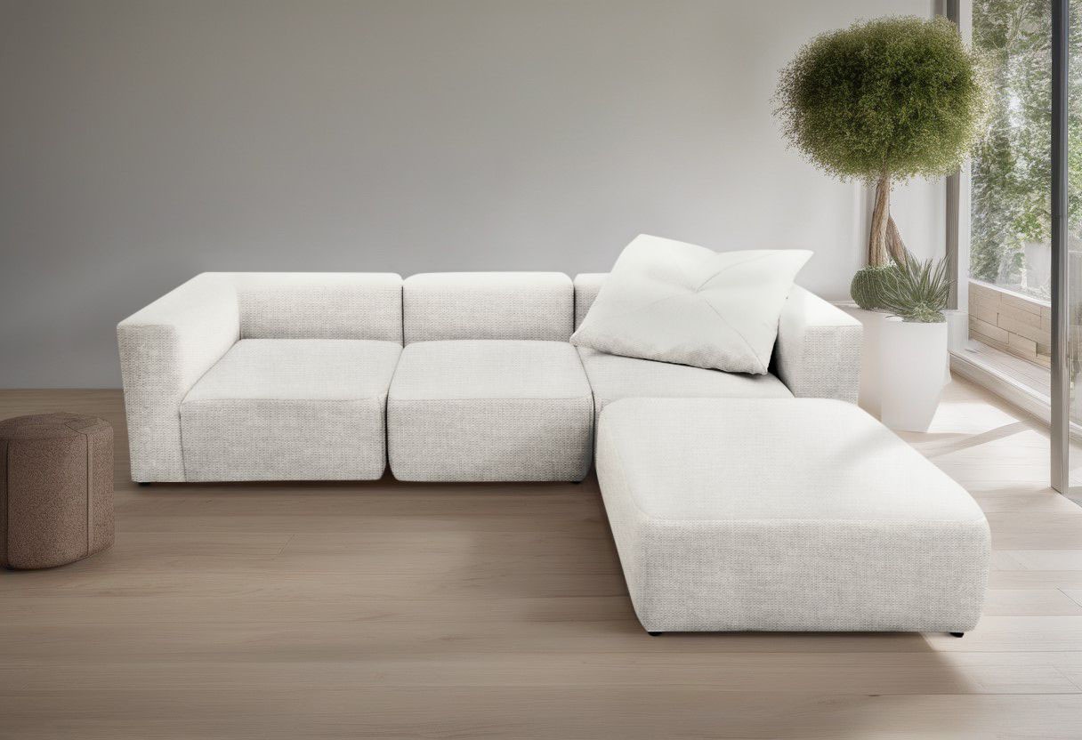 Home affaire 3-places »Utvik kann individuell zusammengestellt werden« Modulsofa, bestehend aus 2 Eck-, 1 Mittelelement und 1 Hocker