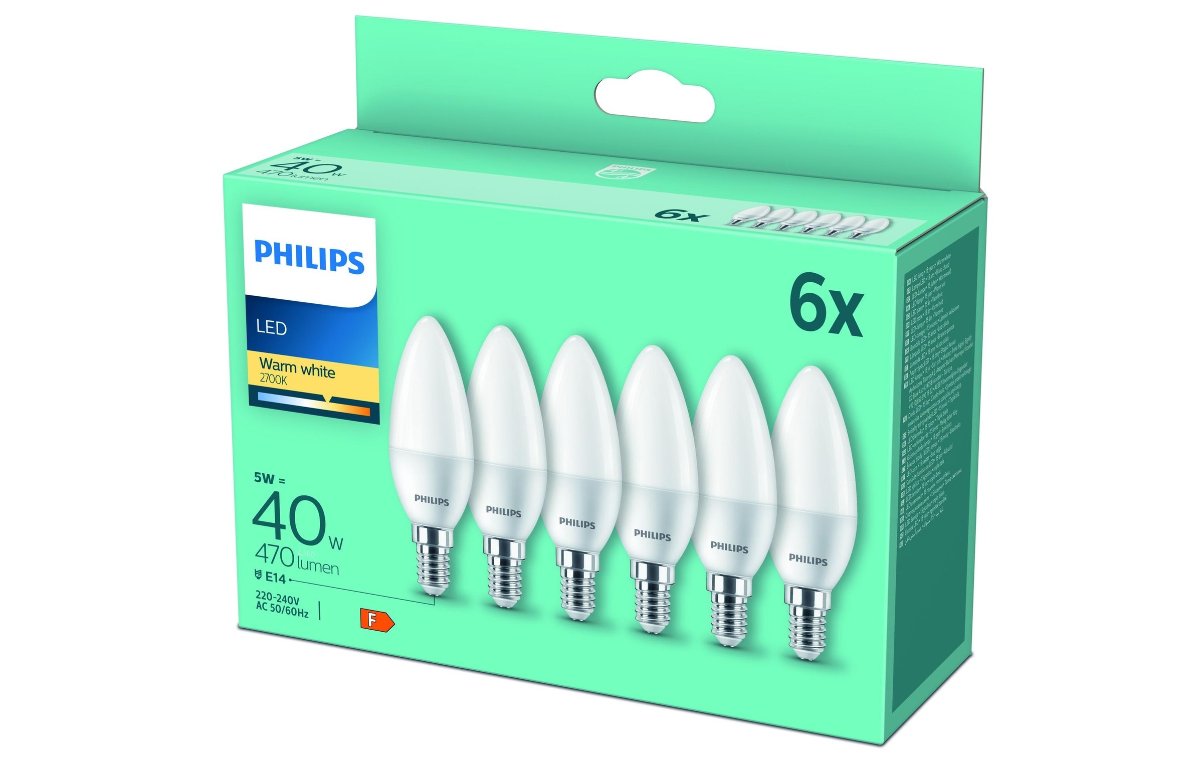 Philips LED-Leuchtmittel »Philips LED Lampe 5.5W (40W)«, E14, Warmweiss