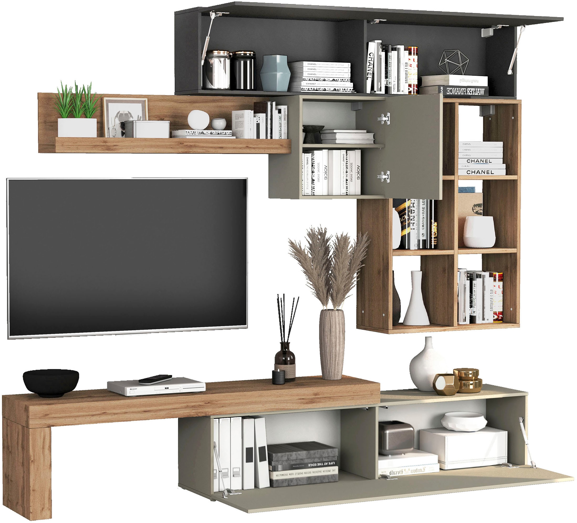 GOODproduct Wohnwand »Chronos Wohnwand, Medienwand, 5-er set« 5 Stk. tlg.