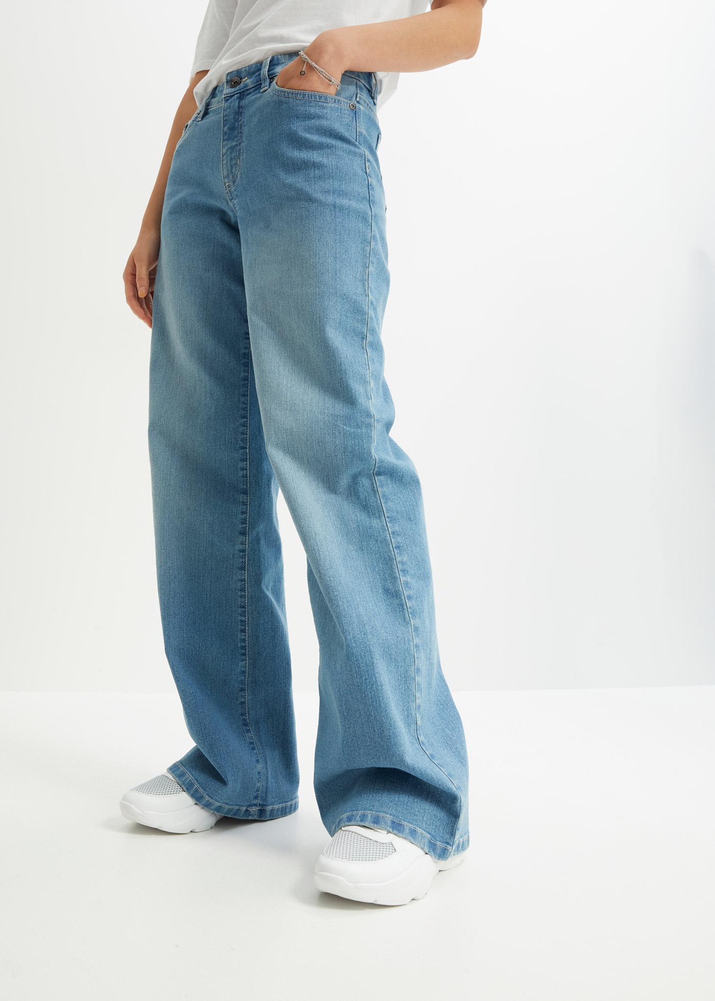 Image of bonprix Weite Jeans Loose Fit, 5-Pocket-Style, Wide-Leg Jeans, Mid Waist