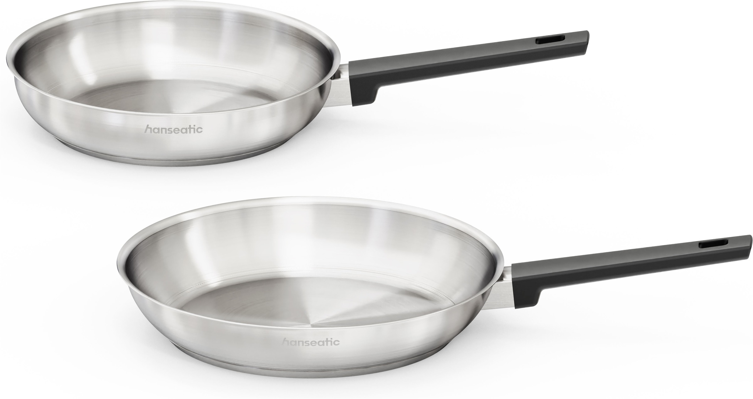 Hanseatic Set de poêles »SMART« Acier inoxydable 18/10 Ensemble, 1 poêle Ø 24 cm et 28 cm, 2 tlg. sans revêtement, économe en énergie, pour tous types de plaques, y compris induction