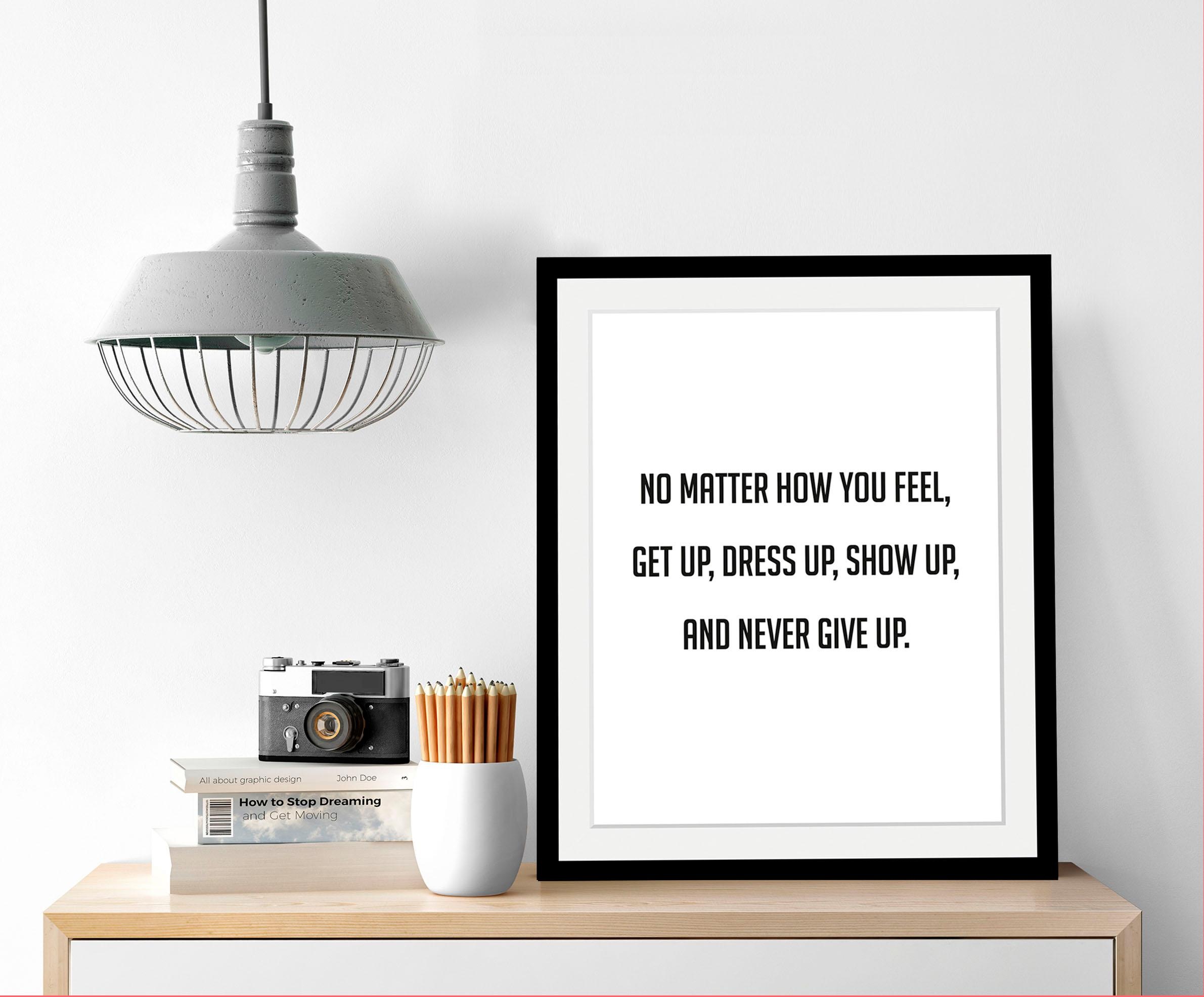 queence Bild "Motivation" Liebessprüche  Motivationsbilder  Schriftzug  Schwarz-Weiß HD Premium Poster-Druck inkl. Holzrahmen