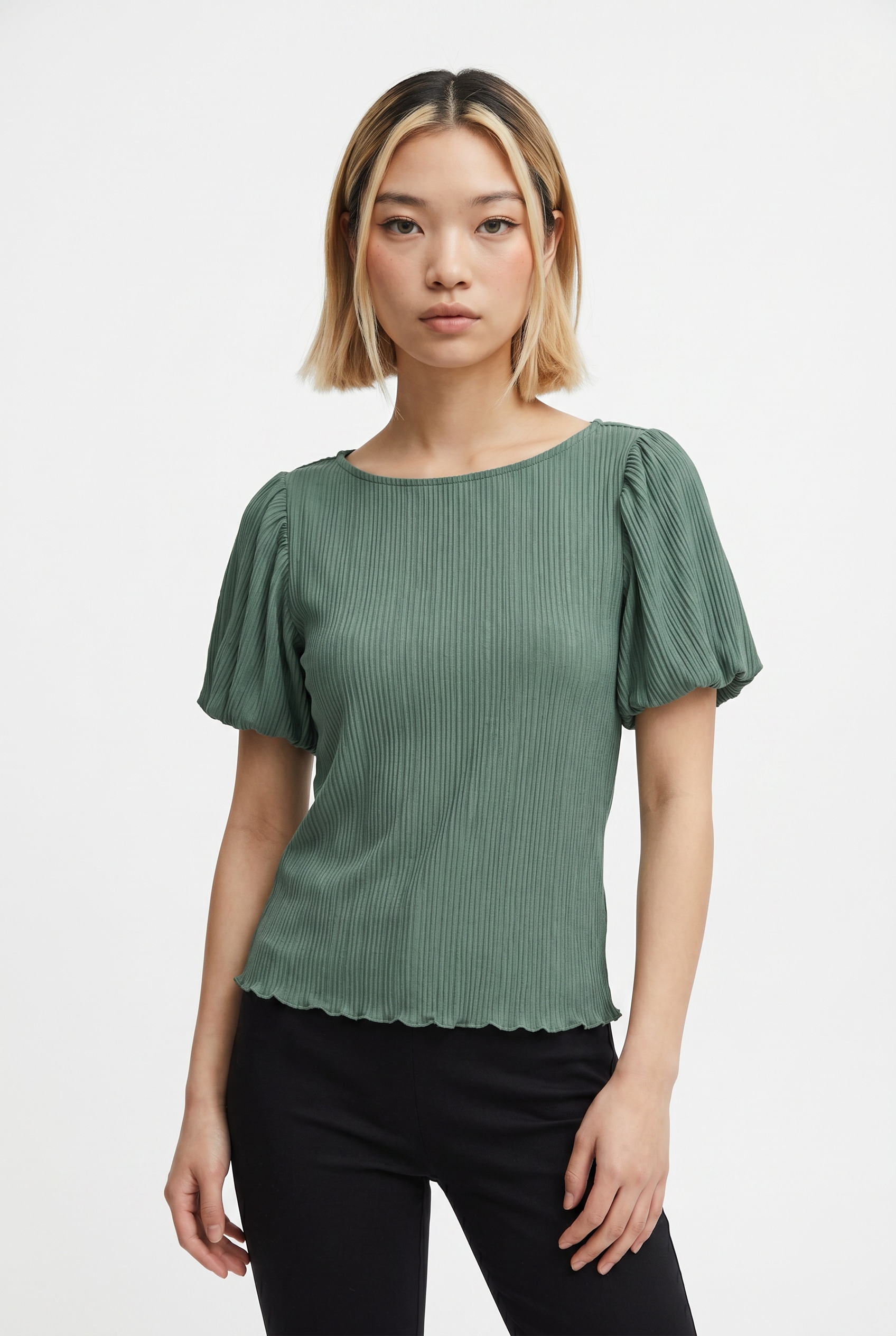 Image of Vero Moda Kurzarmshirt "VMLEIKA SS BOAT-NECK TOP JRS" Kunstfaser, regular fit