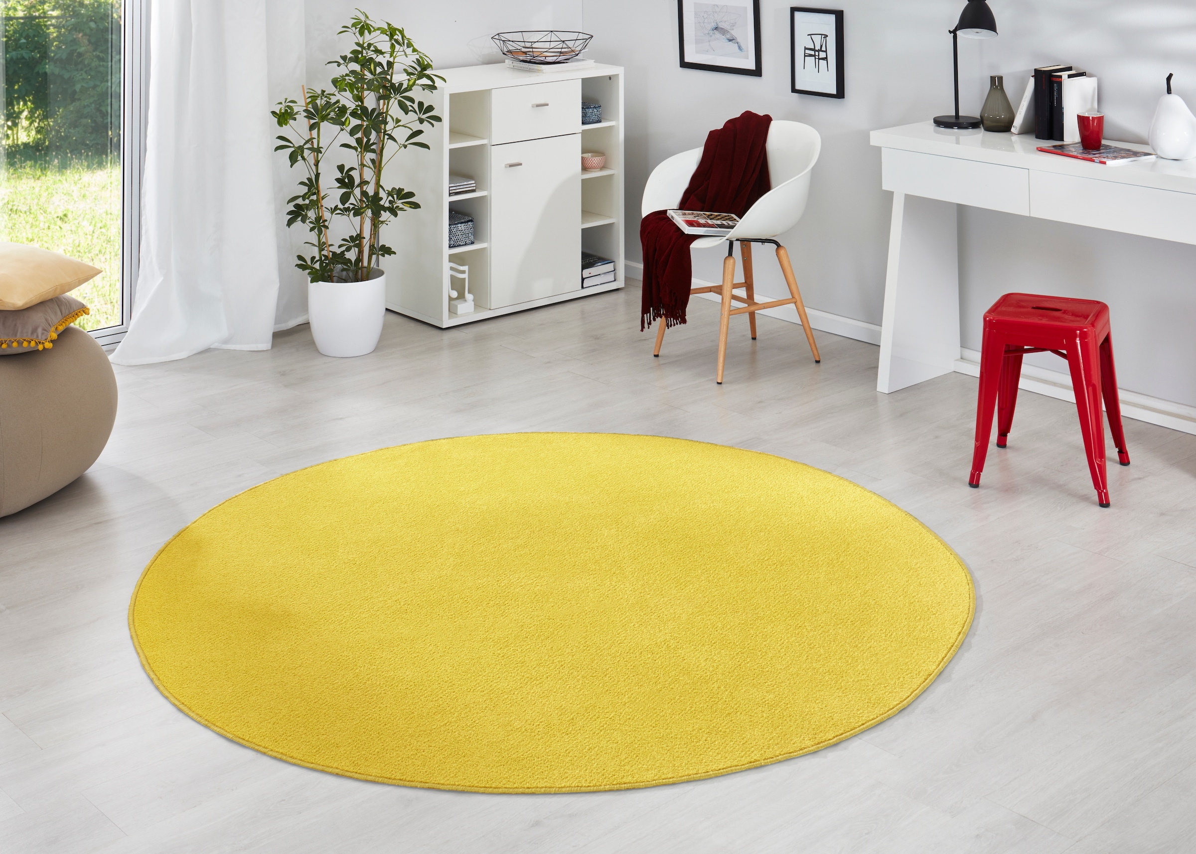 HANSE Home Teppich »Fancy«, rund, 7 mm Höhe, Kurzflor, Weich, Einfarbig, Wohnzimmer, Schlafzimmer, Esszimmer