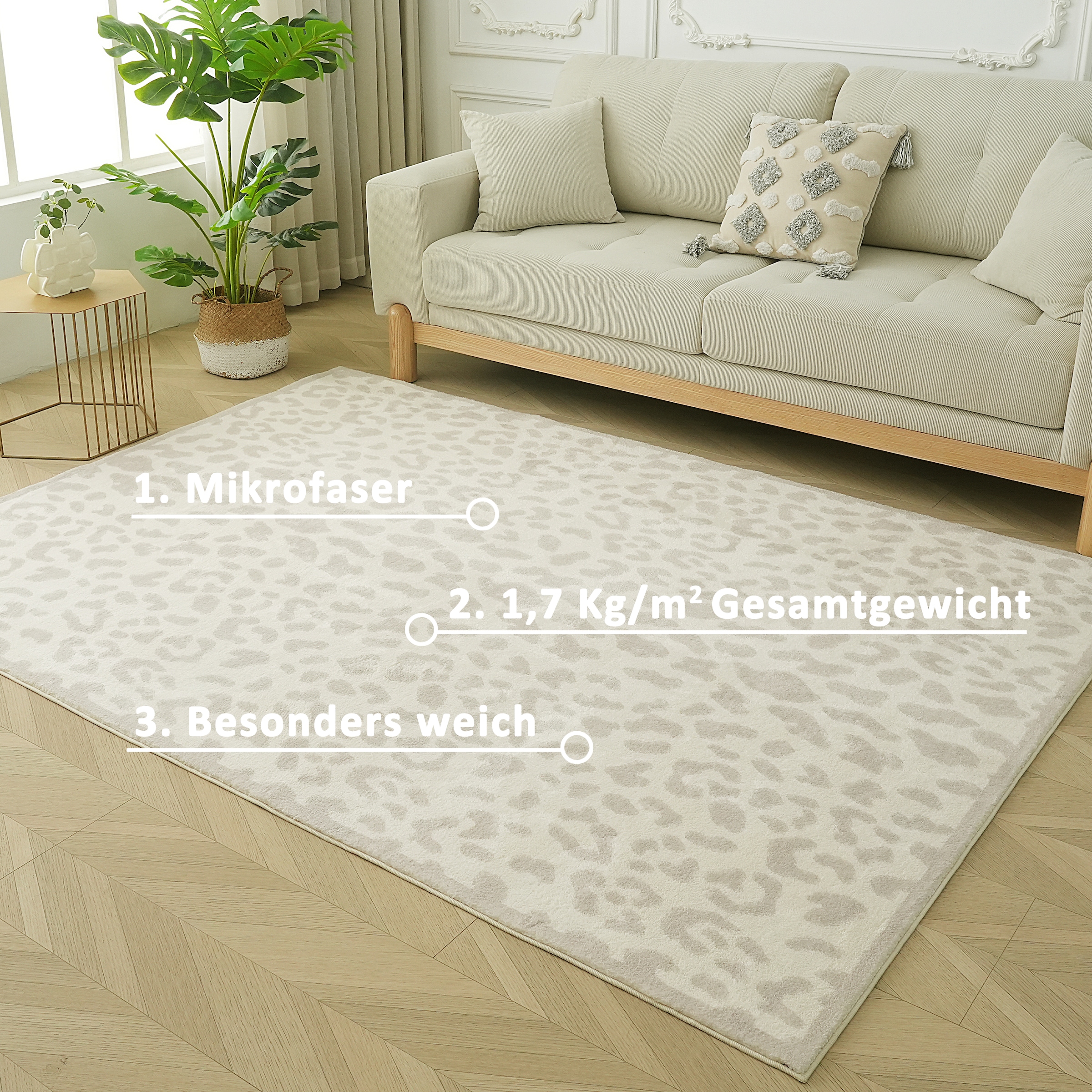 GOODproduct Teppich »Leo, mit trendigem Leopardenmuster, waschbar« rechteckig 12 mm Höhe kuschelig & weich, modern, Animal Print, Wohnzimmer, Schlafzimmer